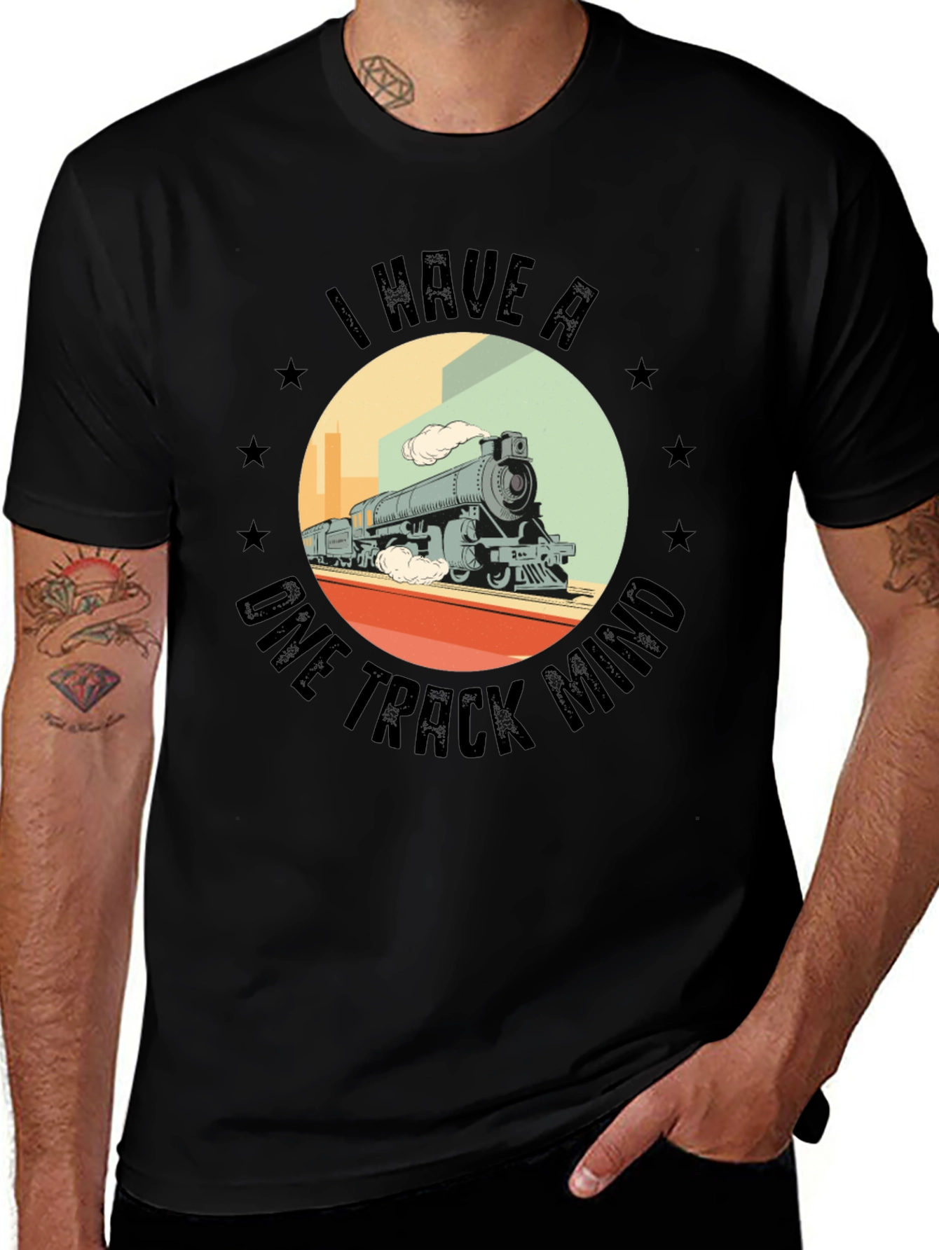 One Track Mind Train Graphic Tee - Classic Black