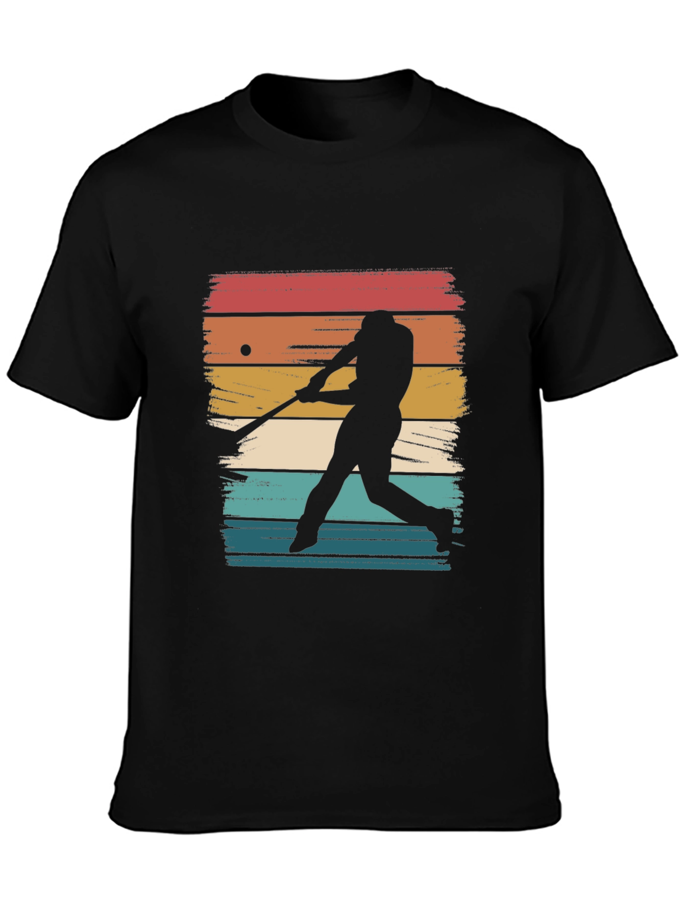 Vintage Baseball Silhouette Graphic Tee - Black