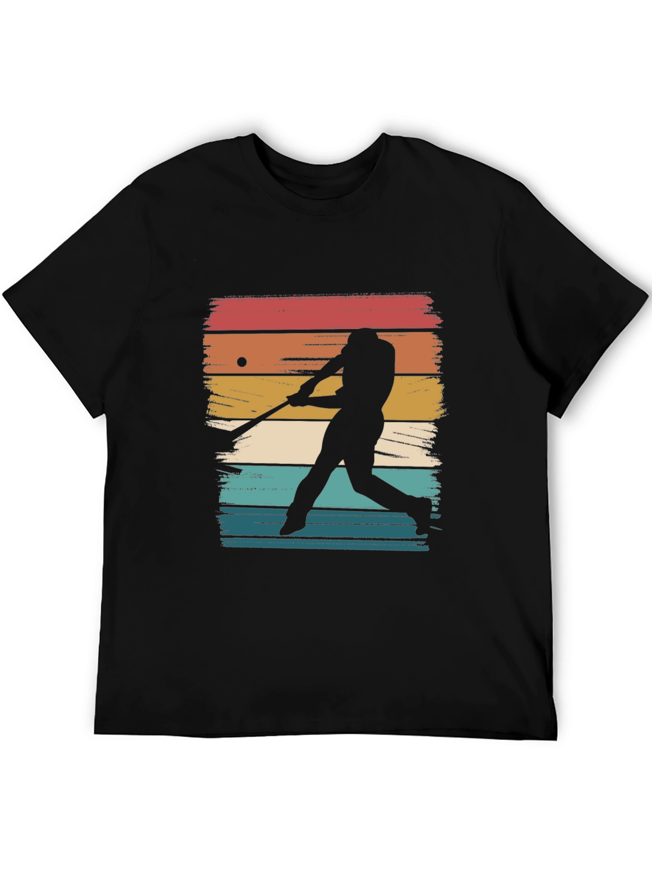 Vintage Baseball Silhouette Graphic Tee - Black
