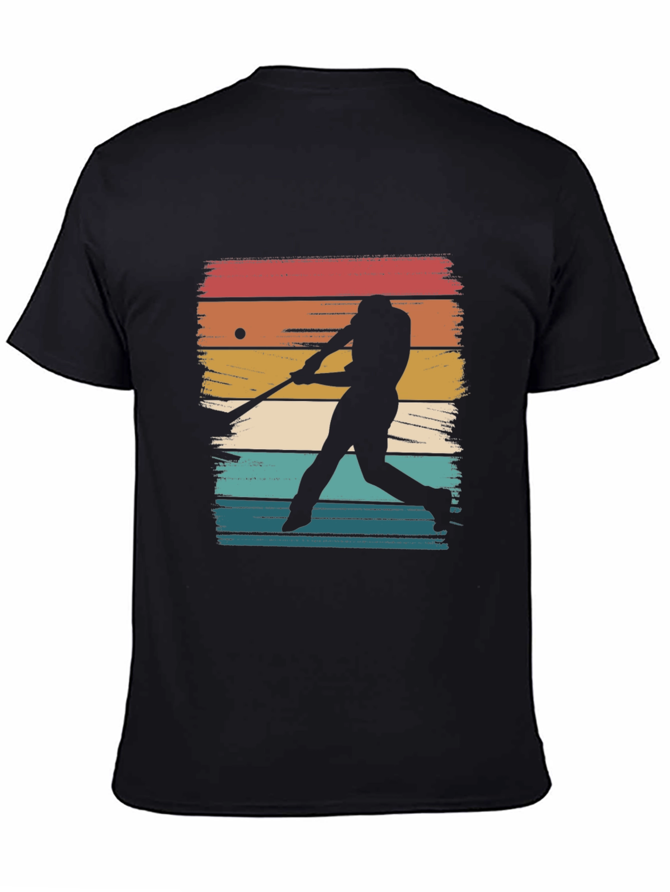 Vintage Baseball Silhouette Graphic Tee - Black