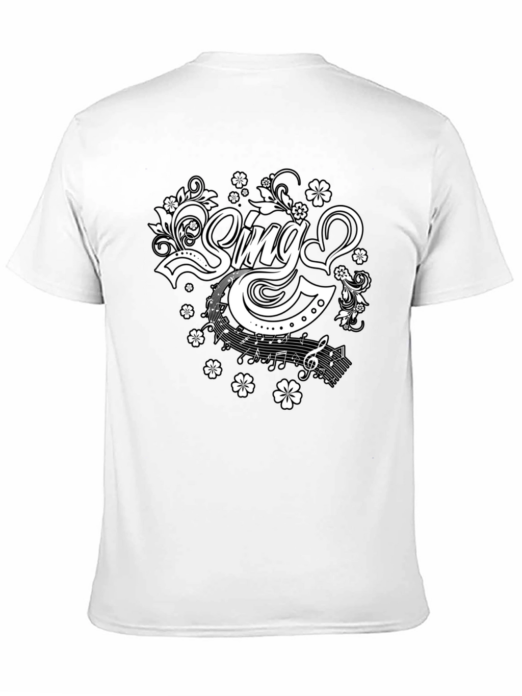Sing Floral Graphic Tee - Black Cotton T-Shirt