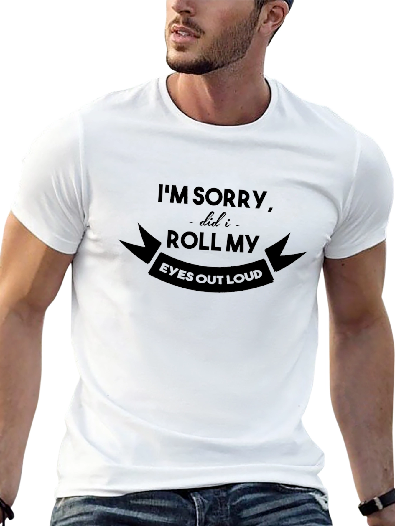 Sarcastic Roll My Eyes Graphic Tee - Black