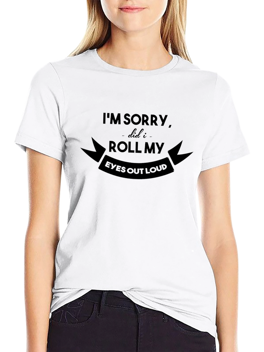 Sarcastic Roll My Eyes Graphic Tee - Black