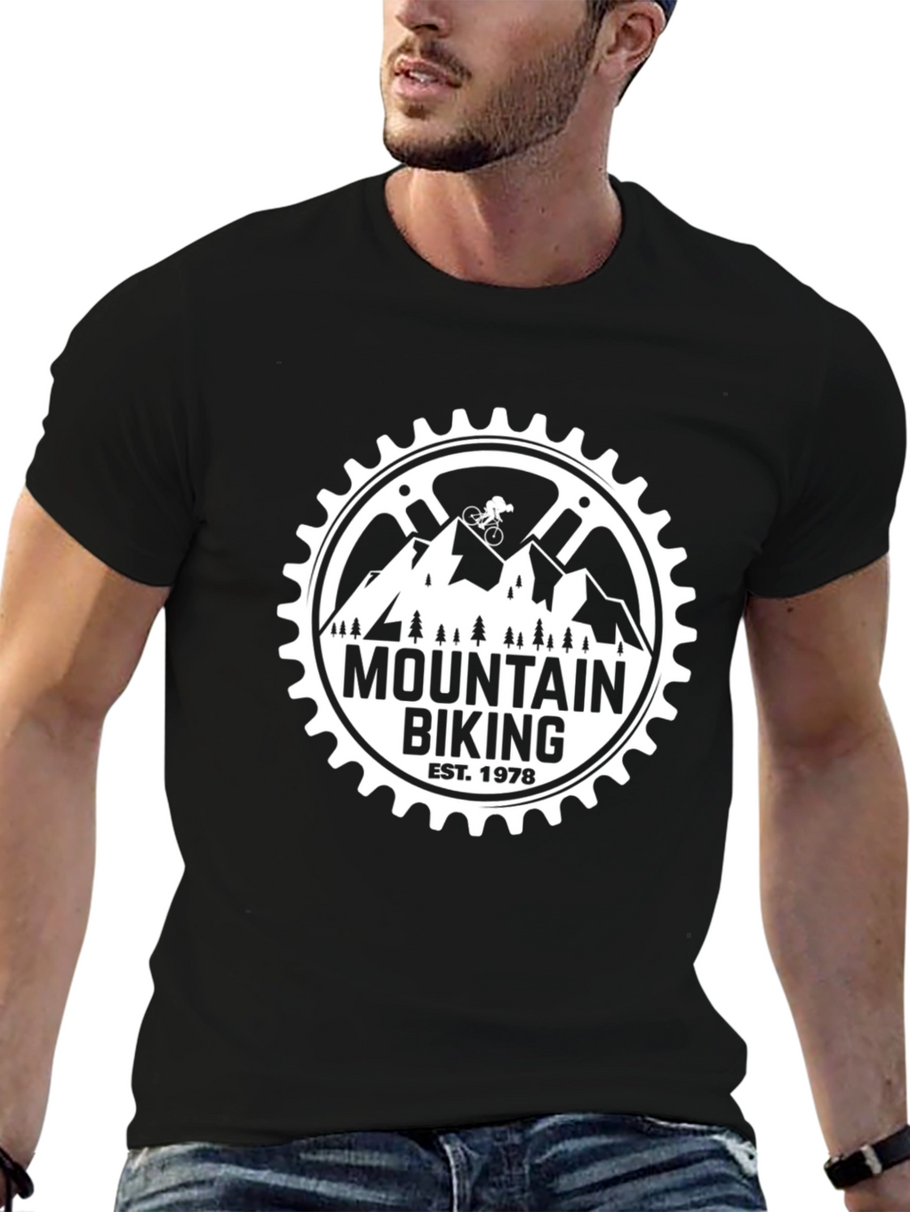 Mountain Biking EST 1978 Black T-Shirt