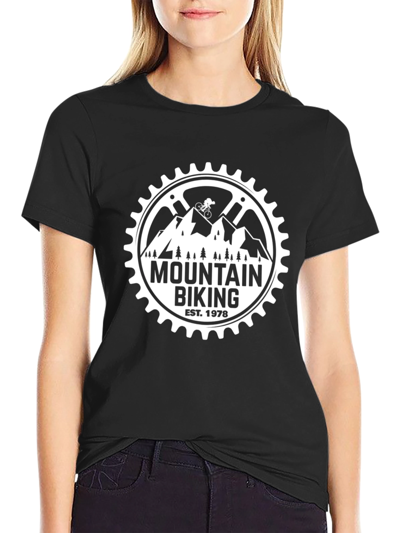 Mountain Biking EST 1978 Black T-Shirt