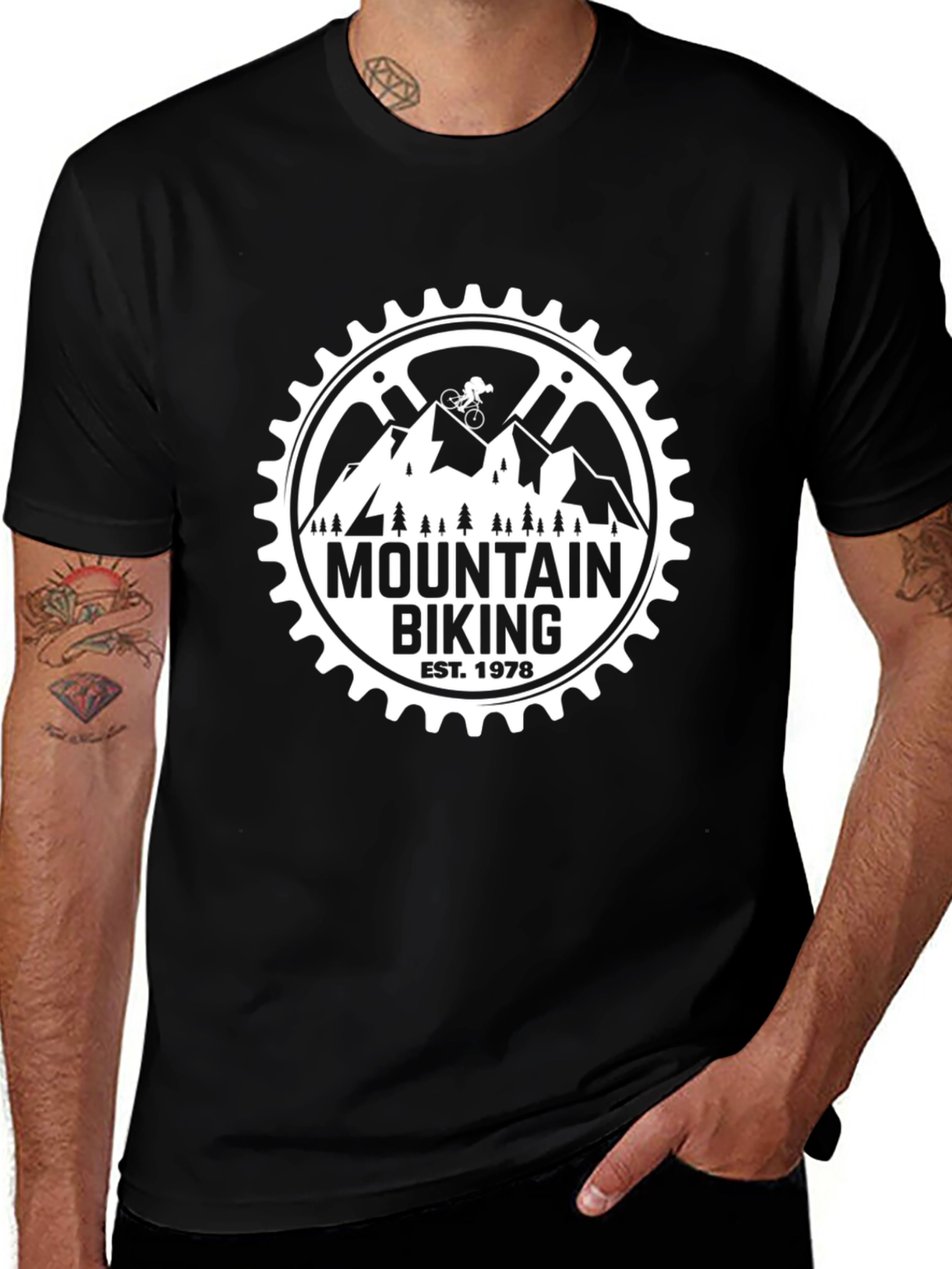 Mountain Biking EST 1978 Black T-Shirt