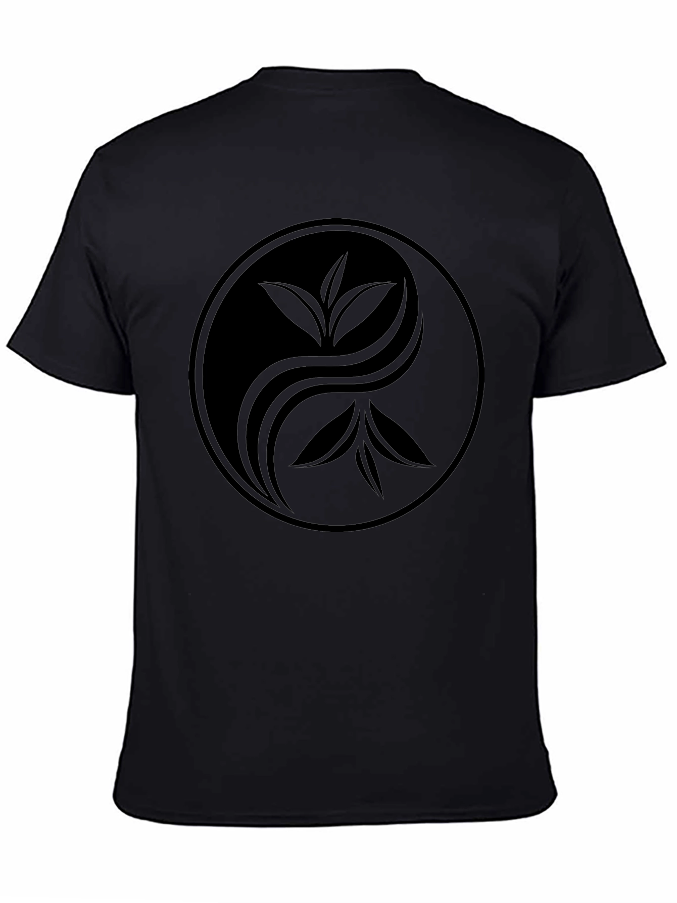 Yin Yang Tea Leaf Graphic Tee - Soft Black Cotton