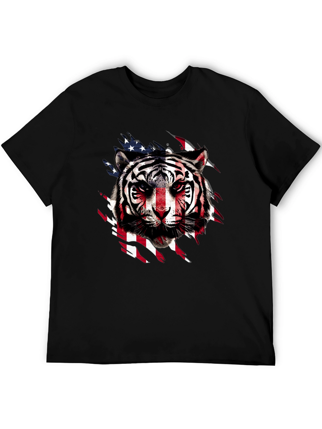 American Flag Tiger Graphic T-Shirt
