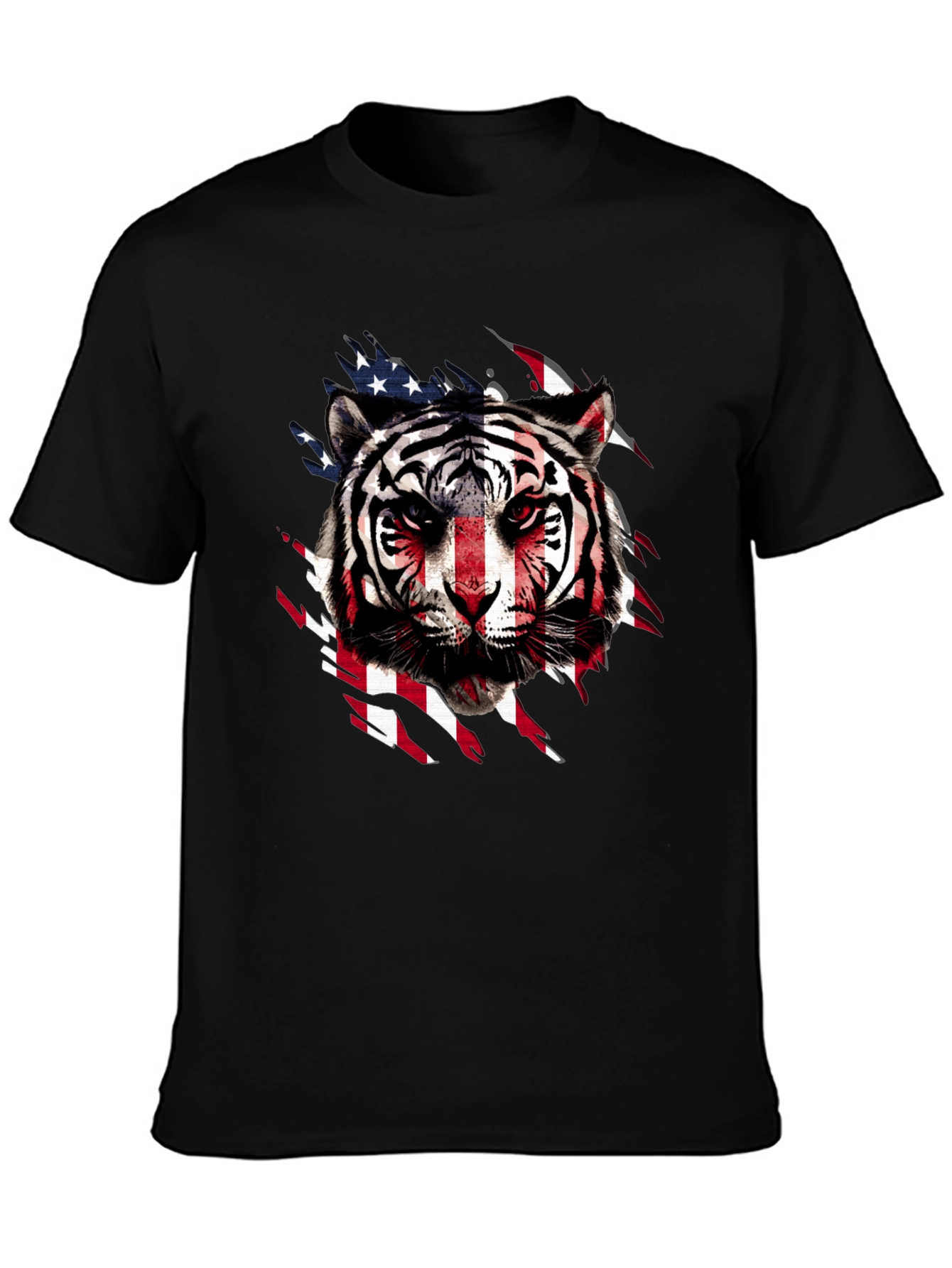 American Flag Tiger Graphic T-Shirt
