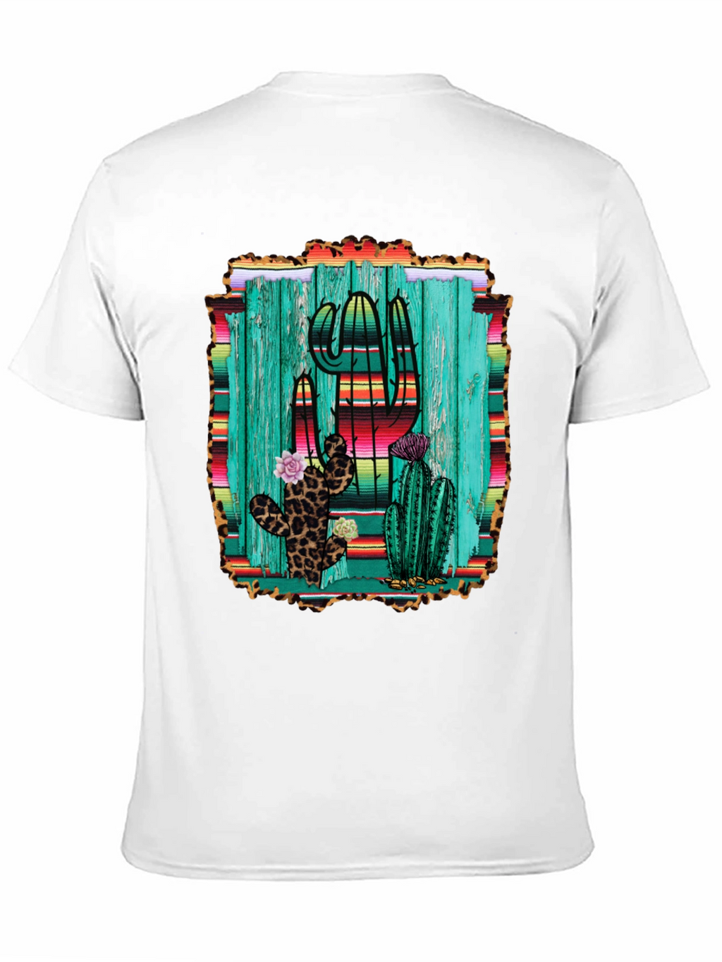 Cactus Print Mens Black T-Shirt