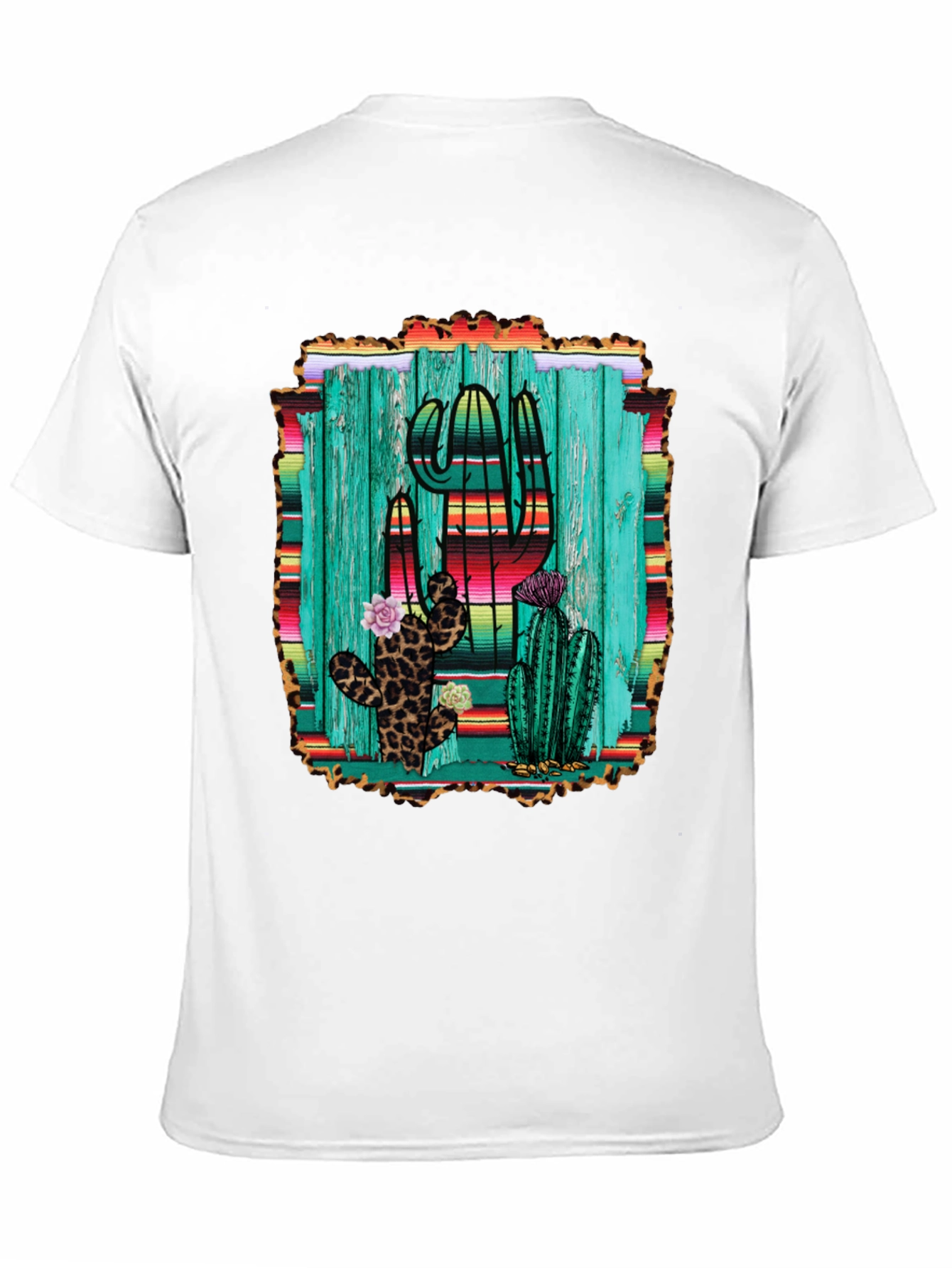 Cactus Print Mens Black T-Shirt