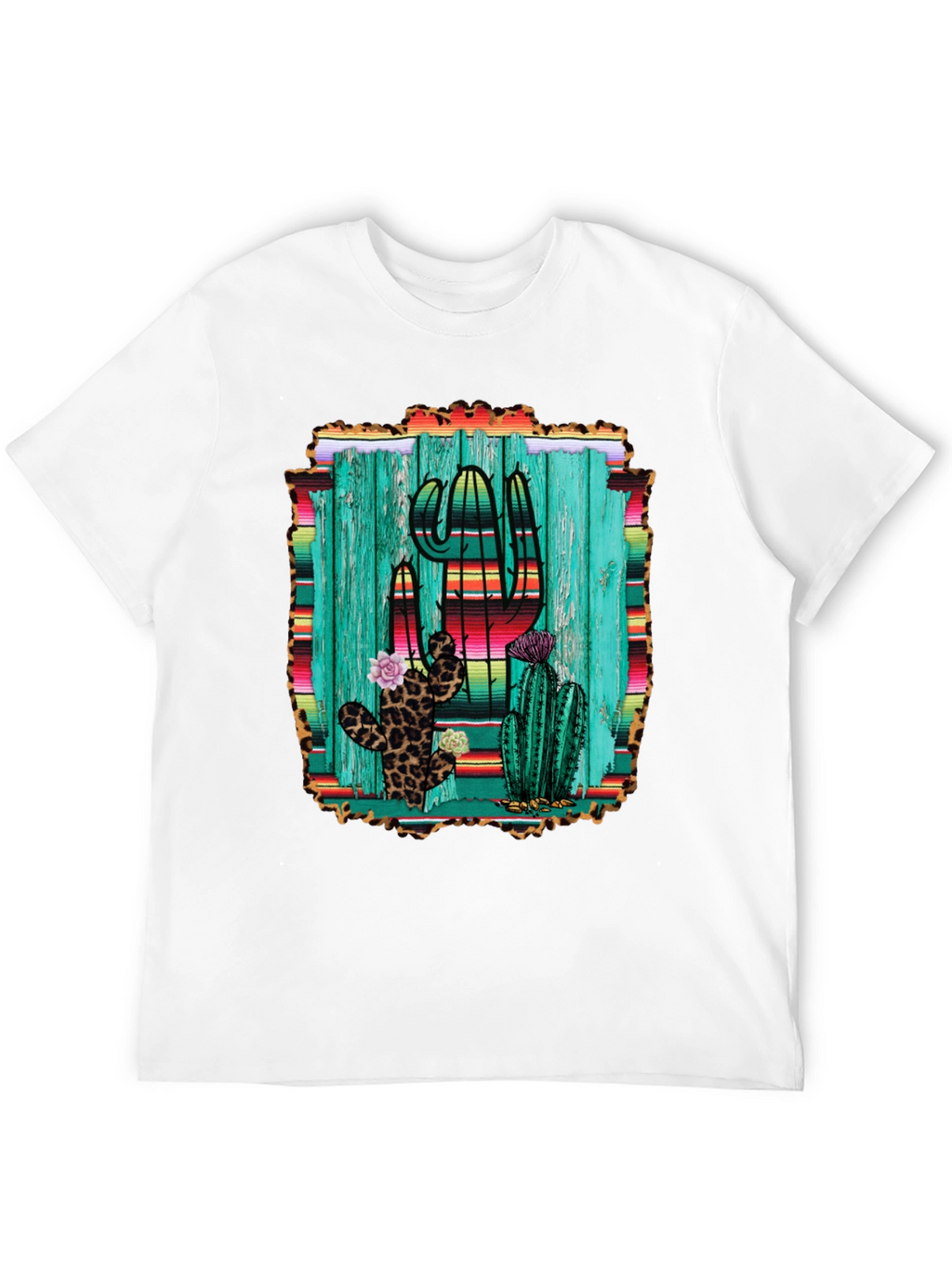 Cactus Print Mens Black T-Shirt