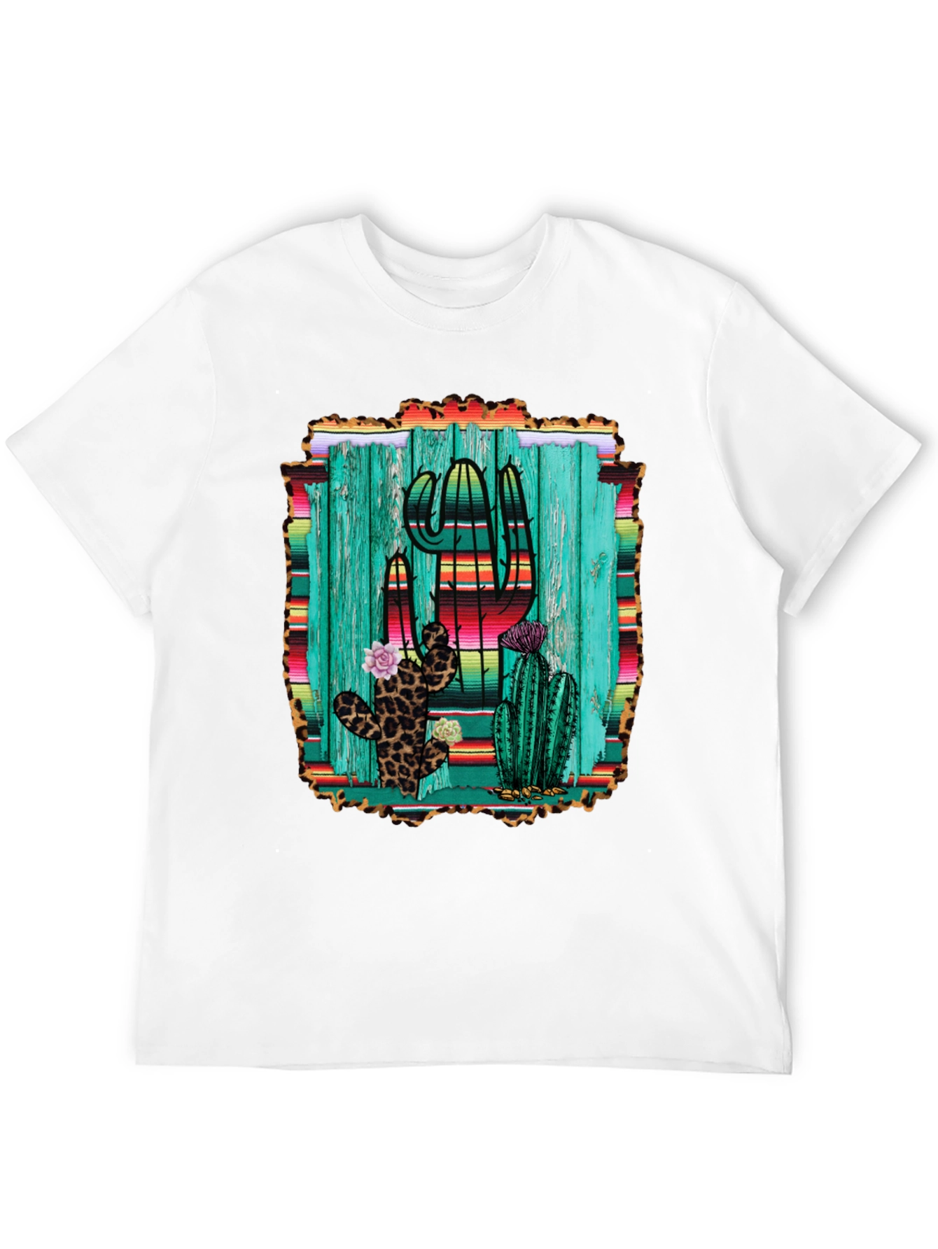 Cactus Print Mens Black T-Shirt