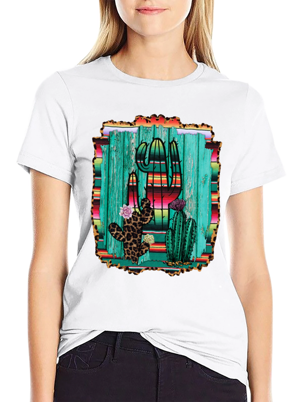 Cactus Print Mens Black T-Shirt