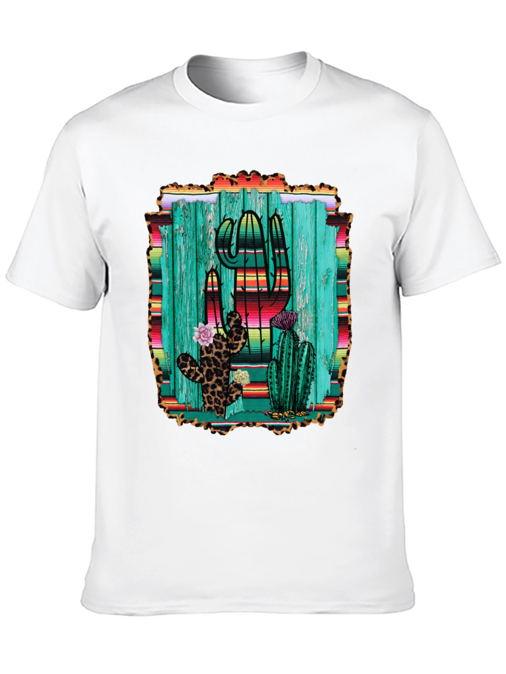 Cactus Print Mens Black T-Shirt