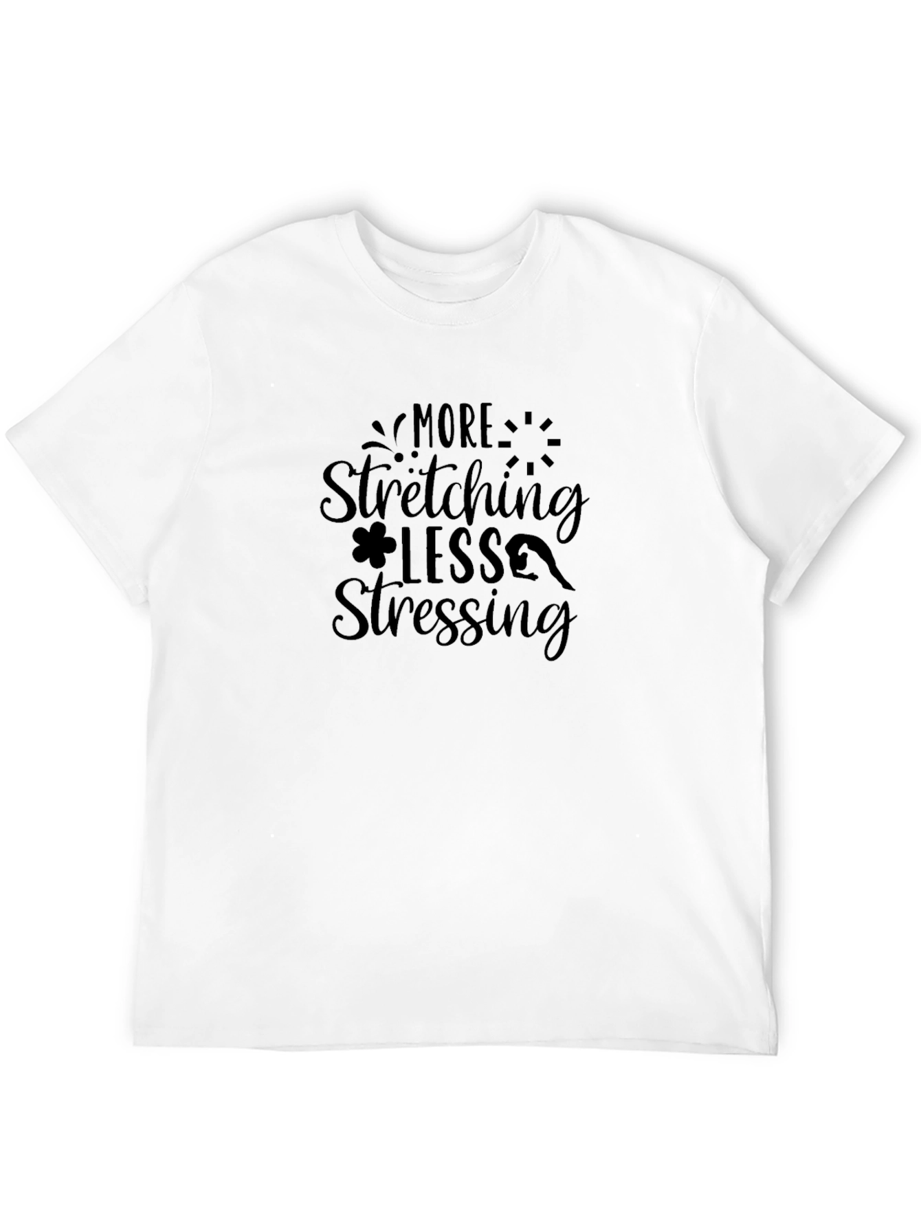 Stretching Less Stressing Black Graphic Tee
