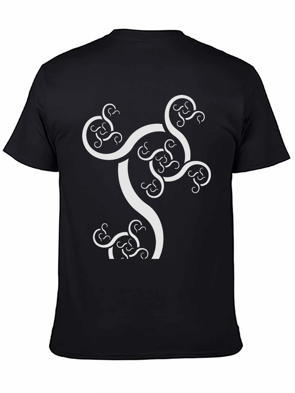Abstract Fractal Design Black T-Shirt