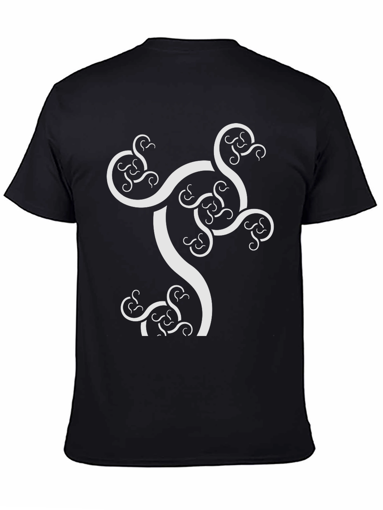 Abstract Fractal Design Black T-Shirt