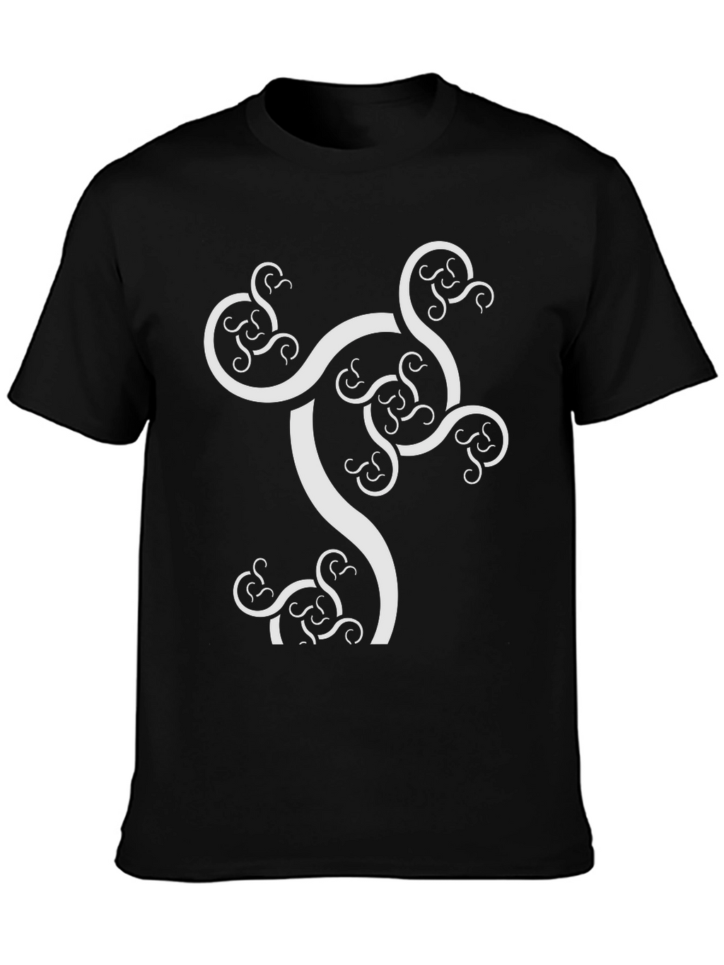 Abstract Fractal Design Black T-Shirt