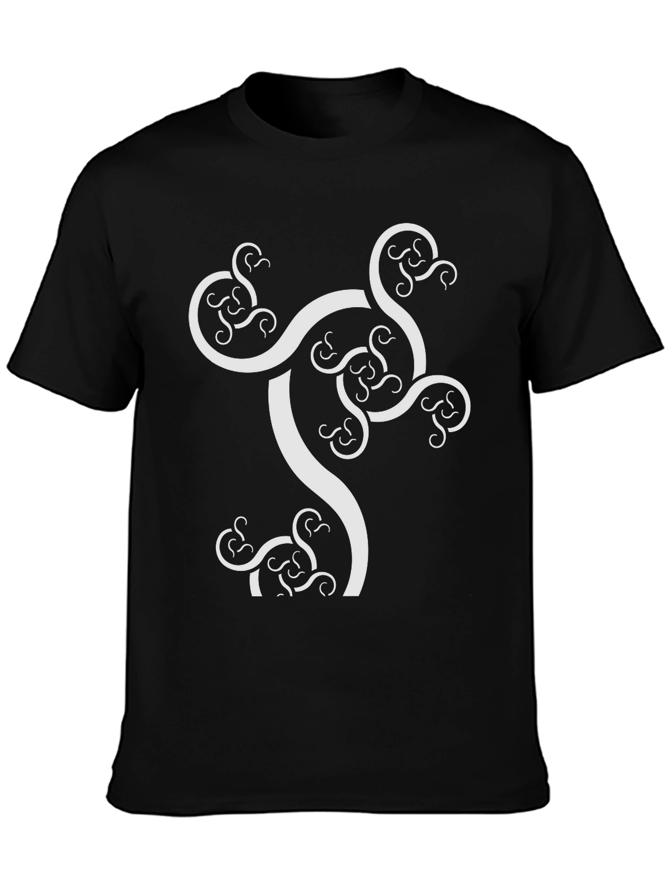 Abstract Fractal Design Black T-Shirt