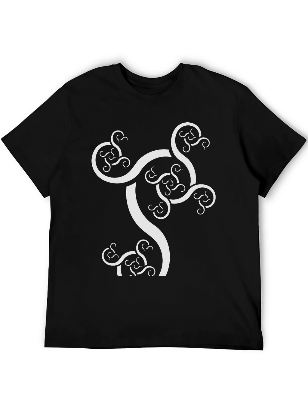 Abstract Fractal Design Black T-Shirt