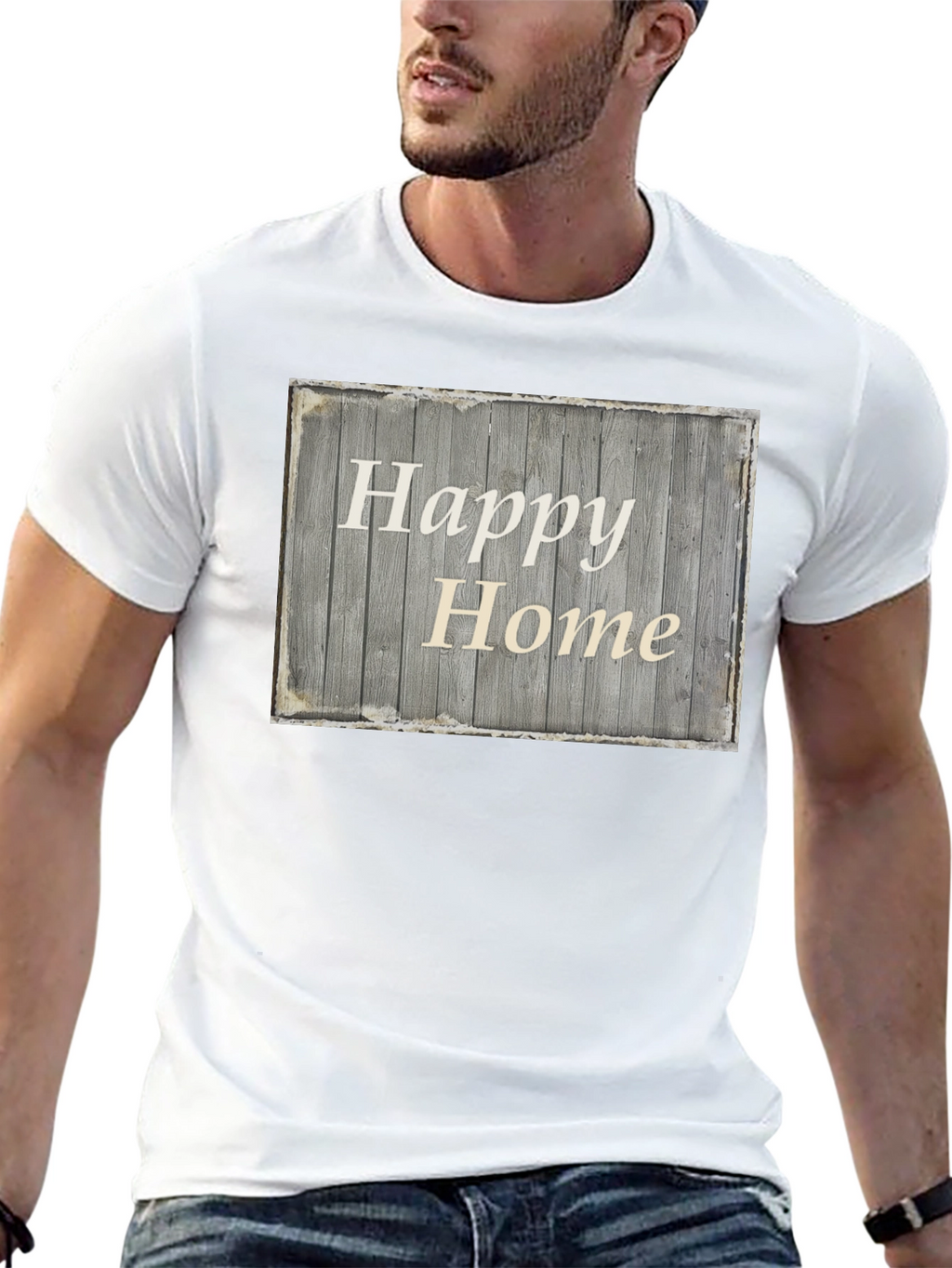 Happy Home Rustic Wooden Sign Graphic Tee