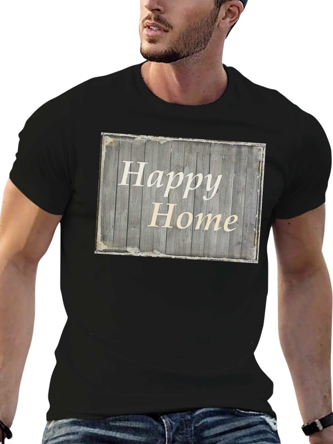 Happy Home Rustic Wooden Sign Graphic Tee
