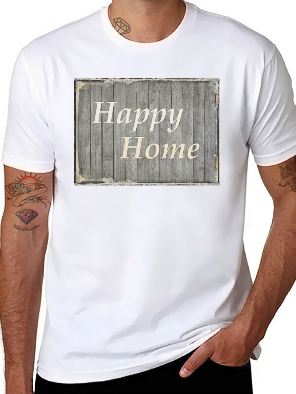Happy Home Rustic Wooden Sign Graphic Tee