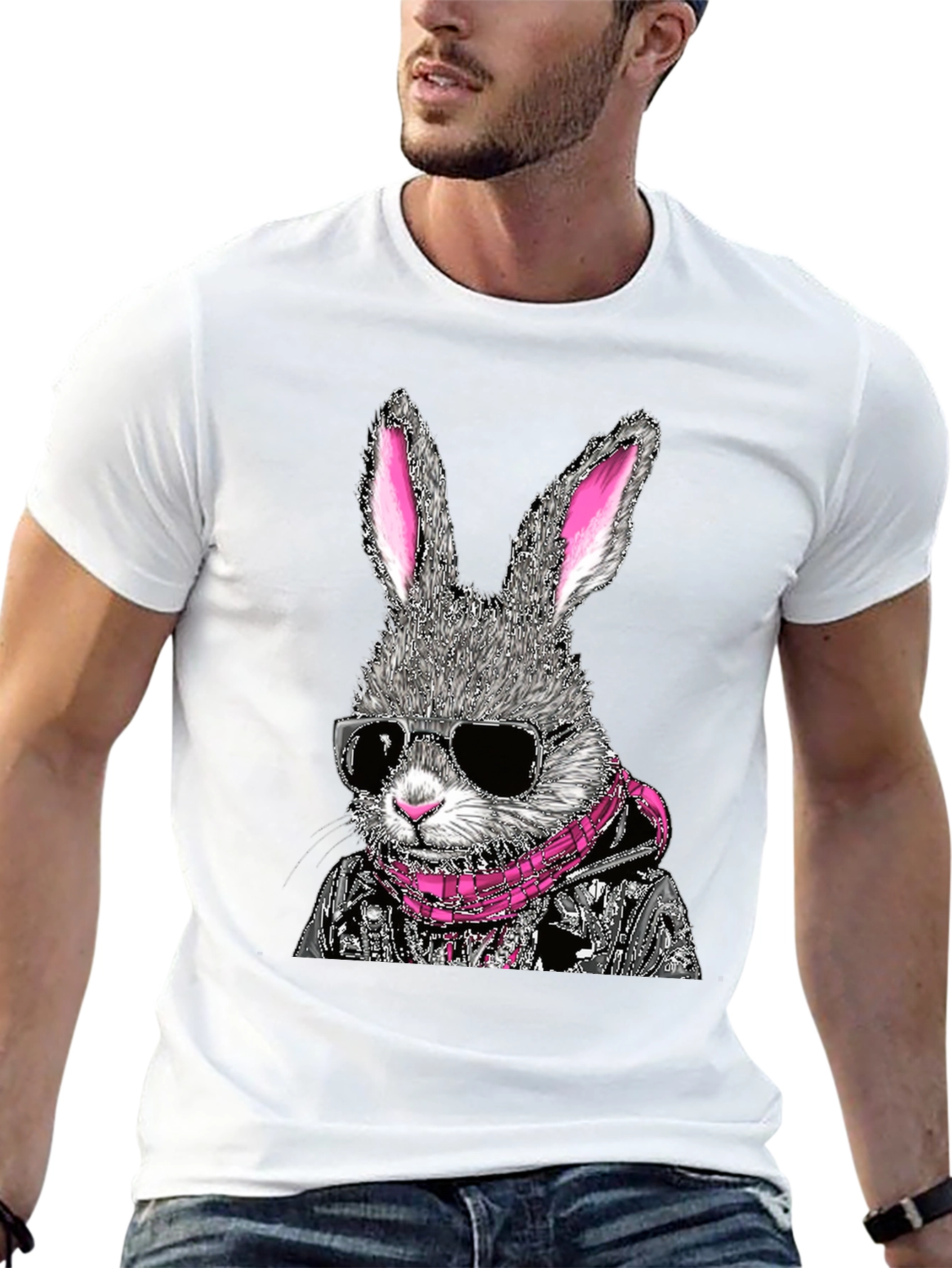 Cool Rabbit Graphic Tee - Black Cotton T-Shirt