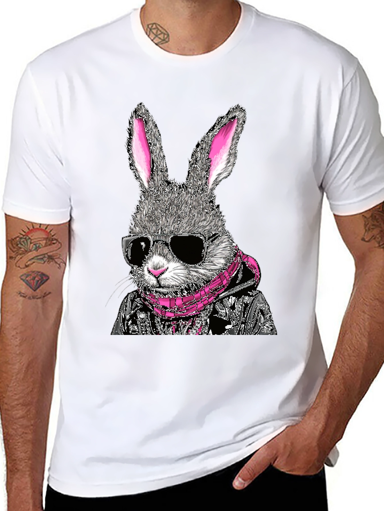 Cool Rabbit Graphic Tee - Black Cotton T-Shirt