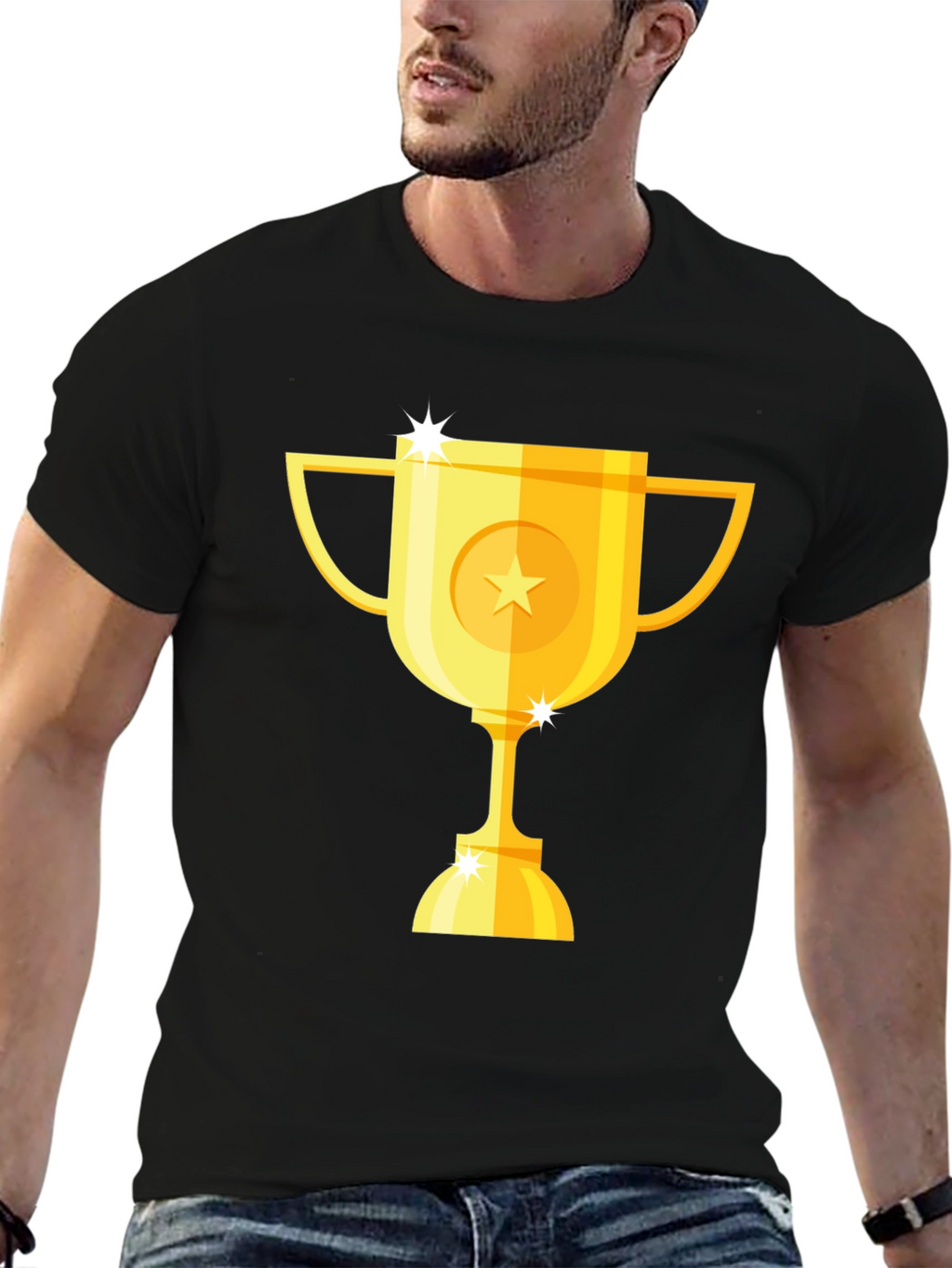 Gold Trophy Graphic Black T-Shirt