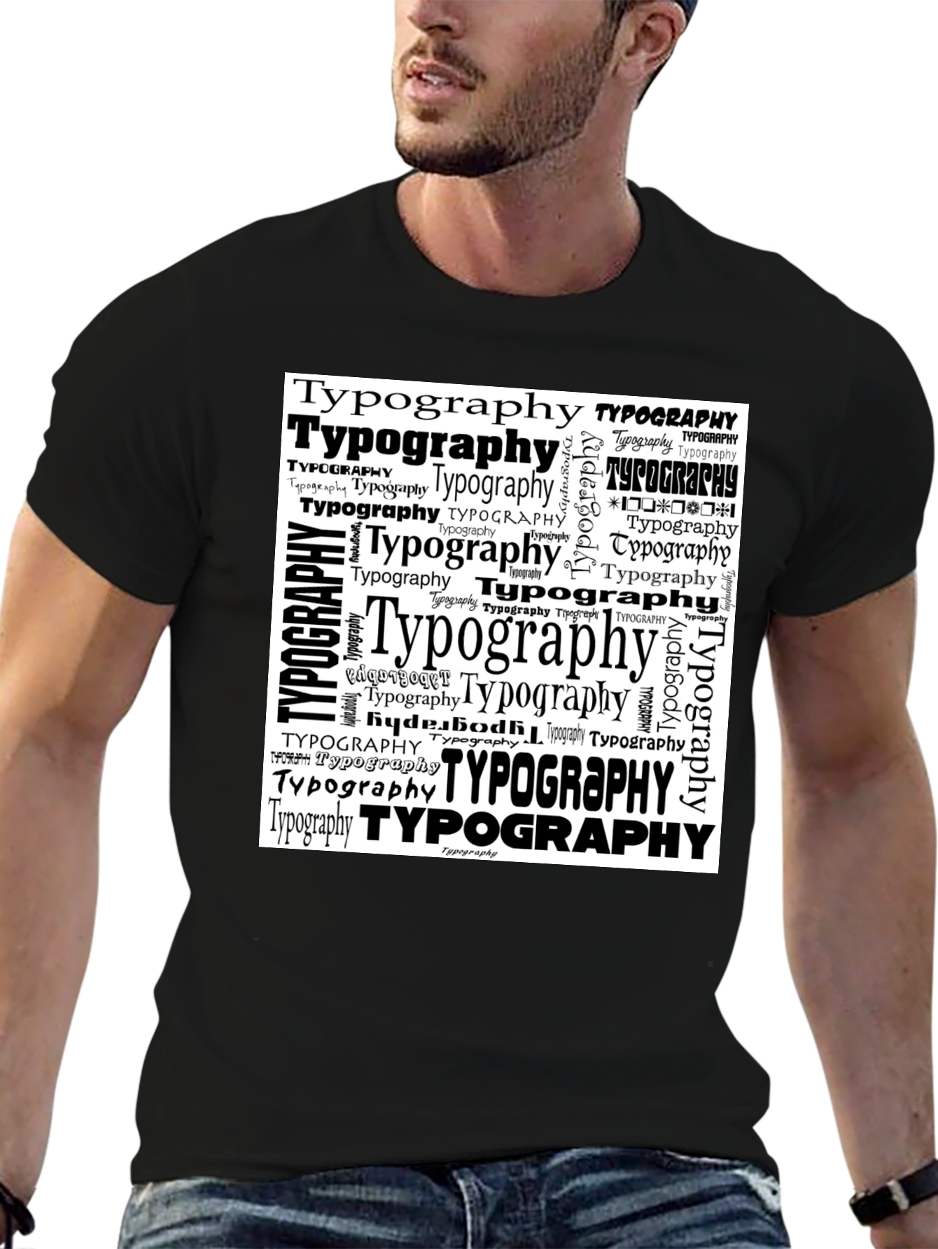 Typography Graphic Print Black T-Shirt