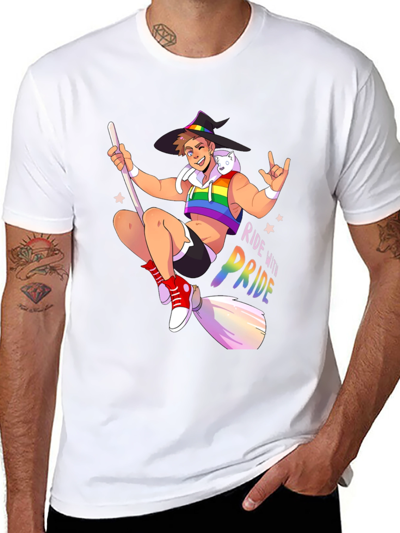 Ride with Pride T-Shirt - Gay Witch Design