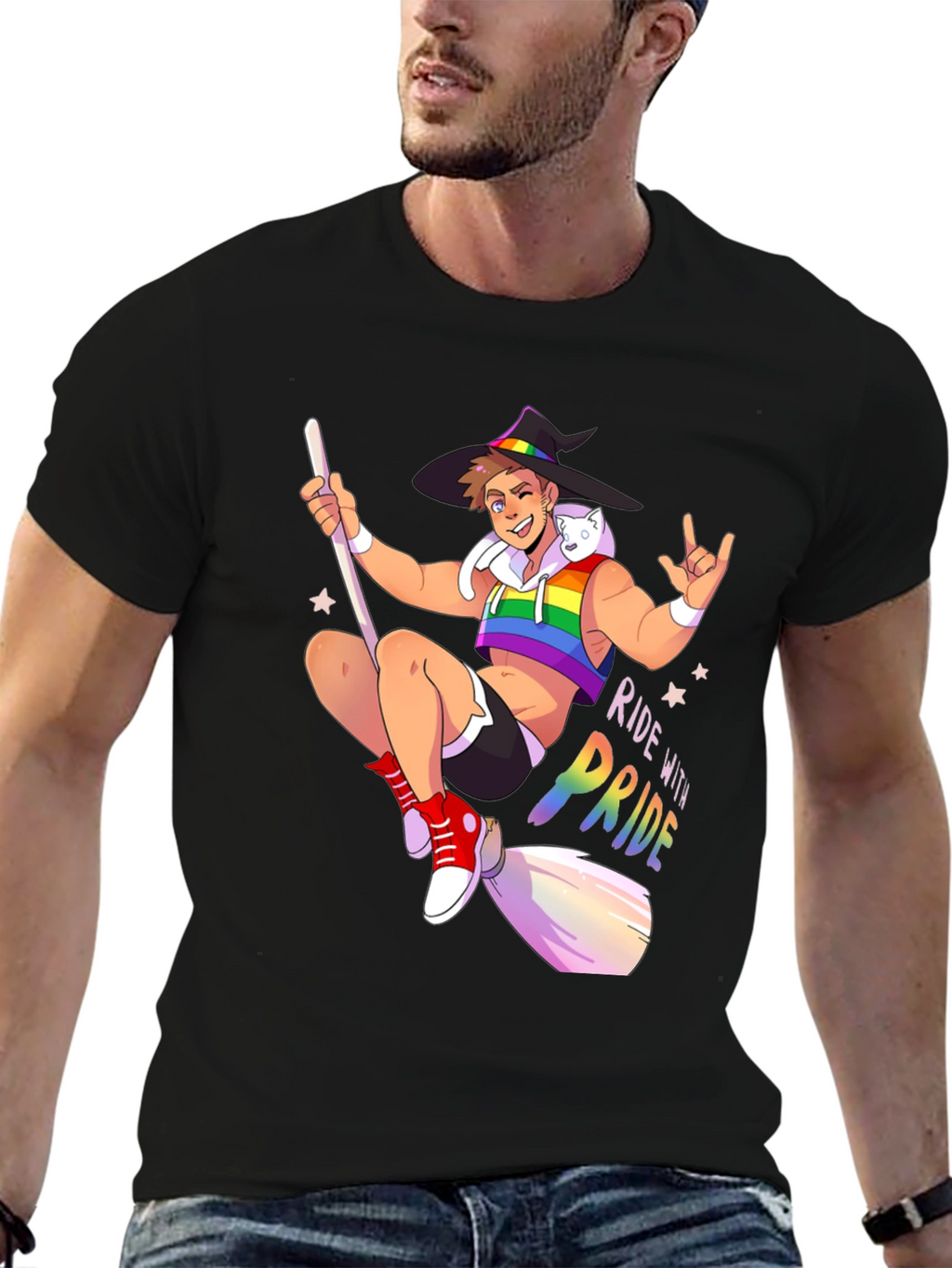Ride with Pride T-Shirt - Gay Witch Design