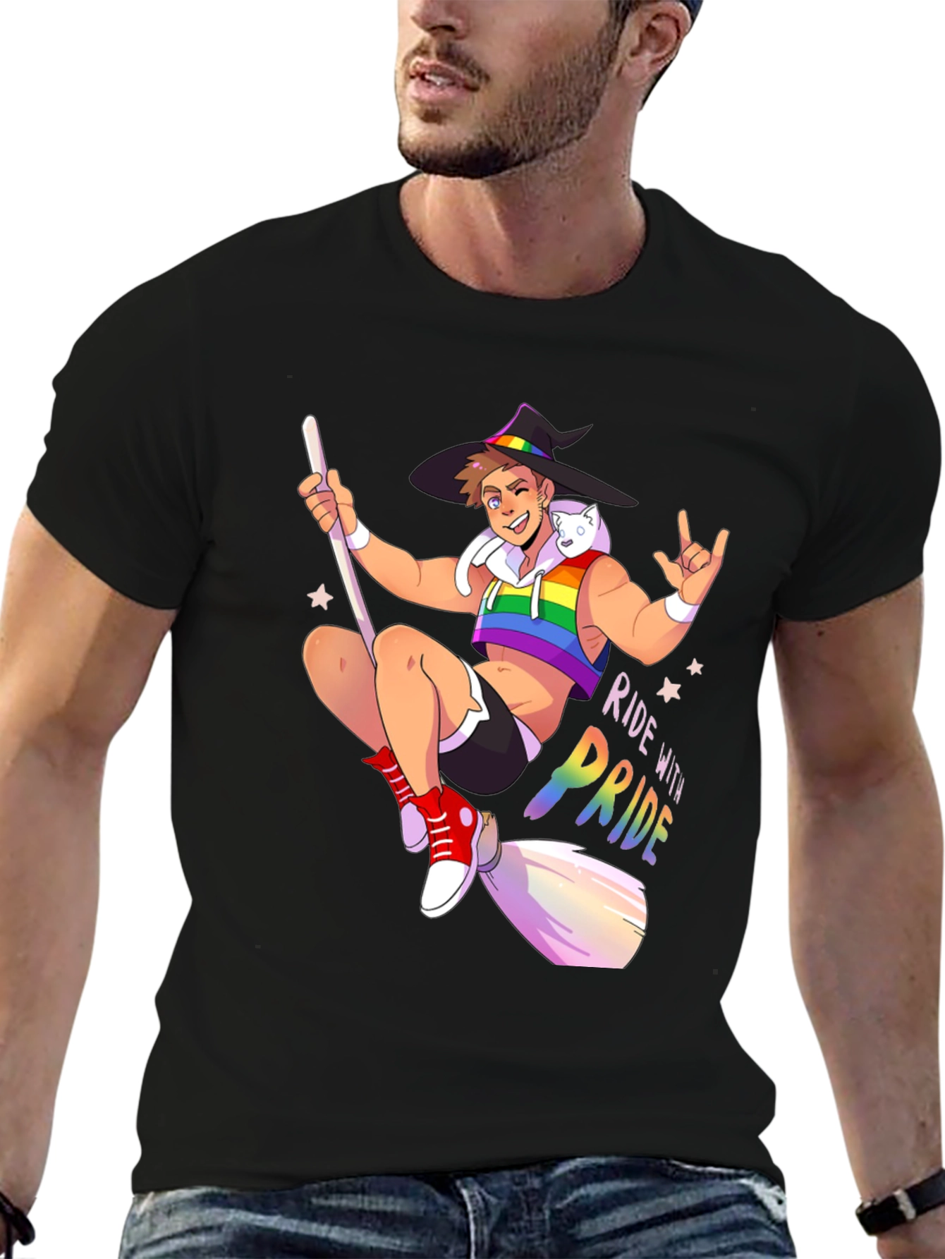 Ride with Pride T-Shirt - Gay Witch Design