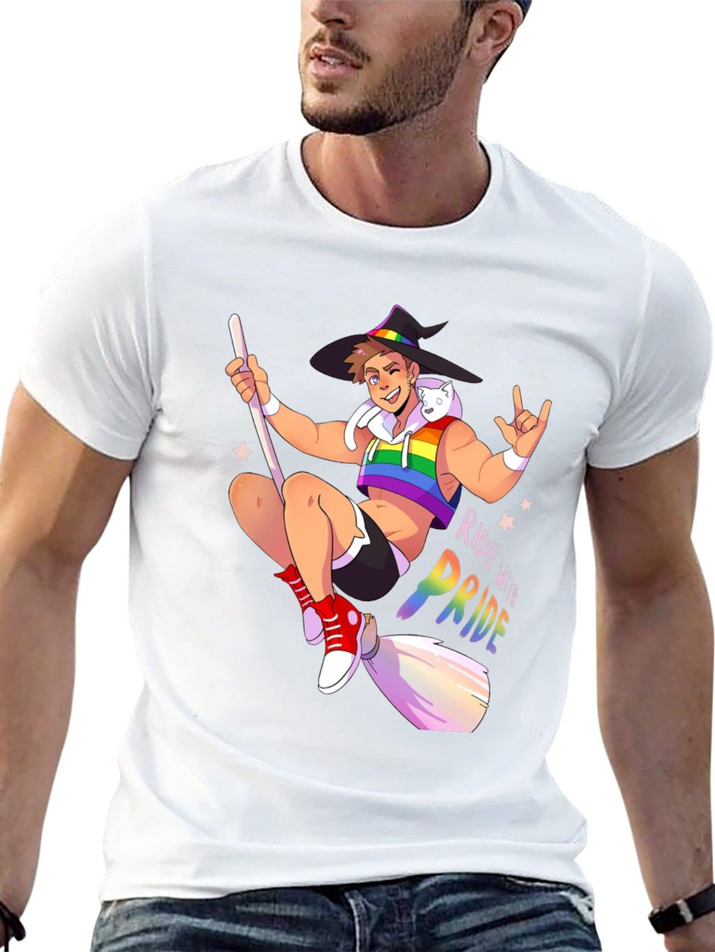 Ride with Pride T-Shirt - Gay Witch Design