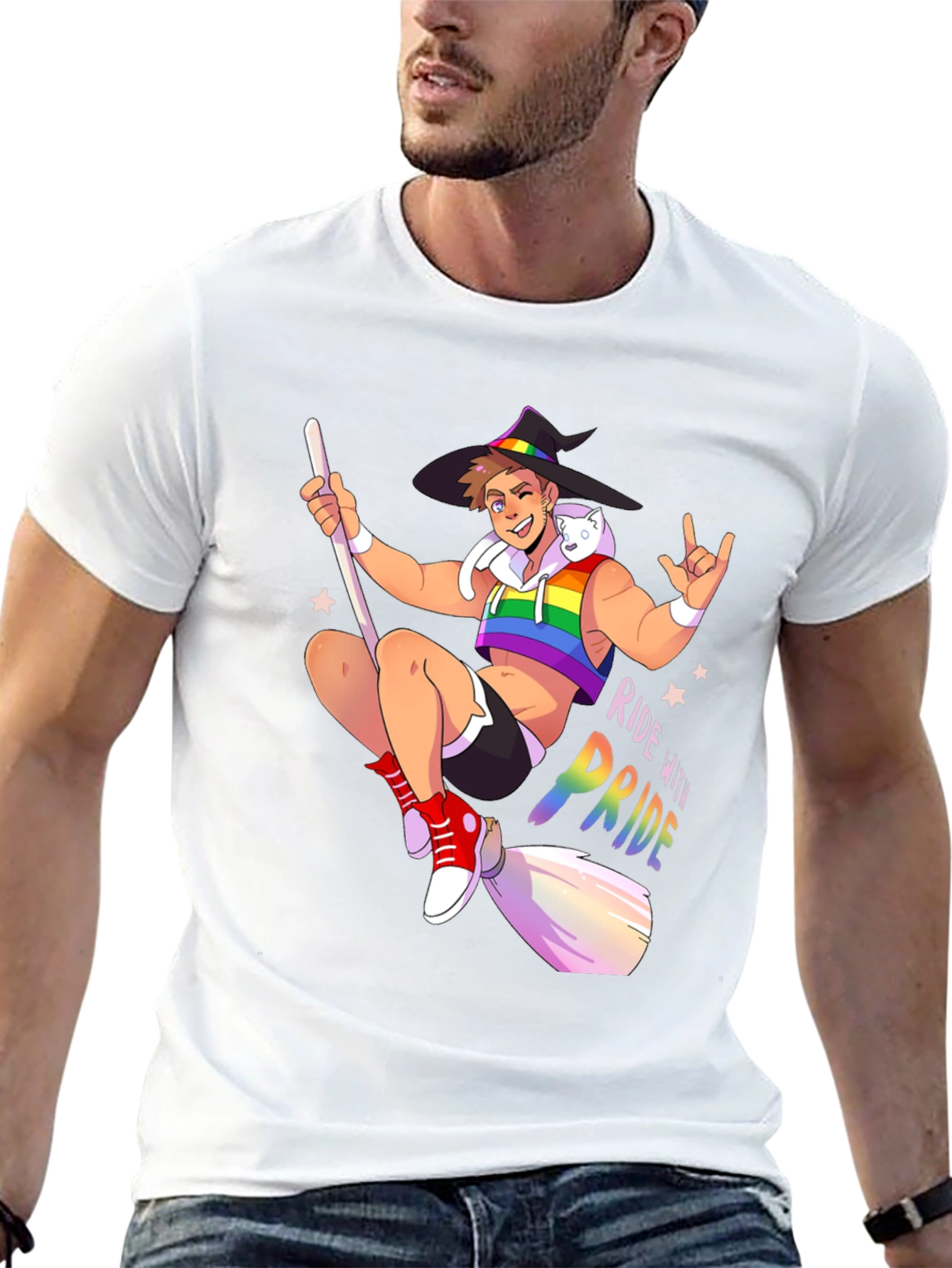 Ride with Pride T-Shirt - Gay Witch Design