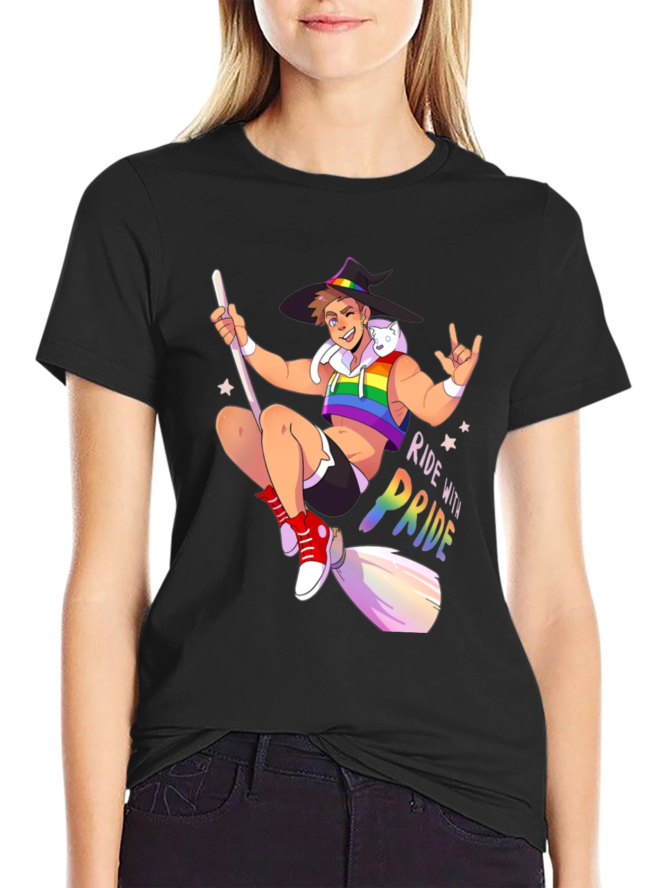 Ride with Pride T-Shirt - Gay Witch Design