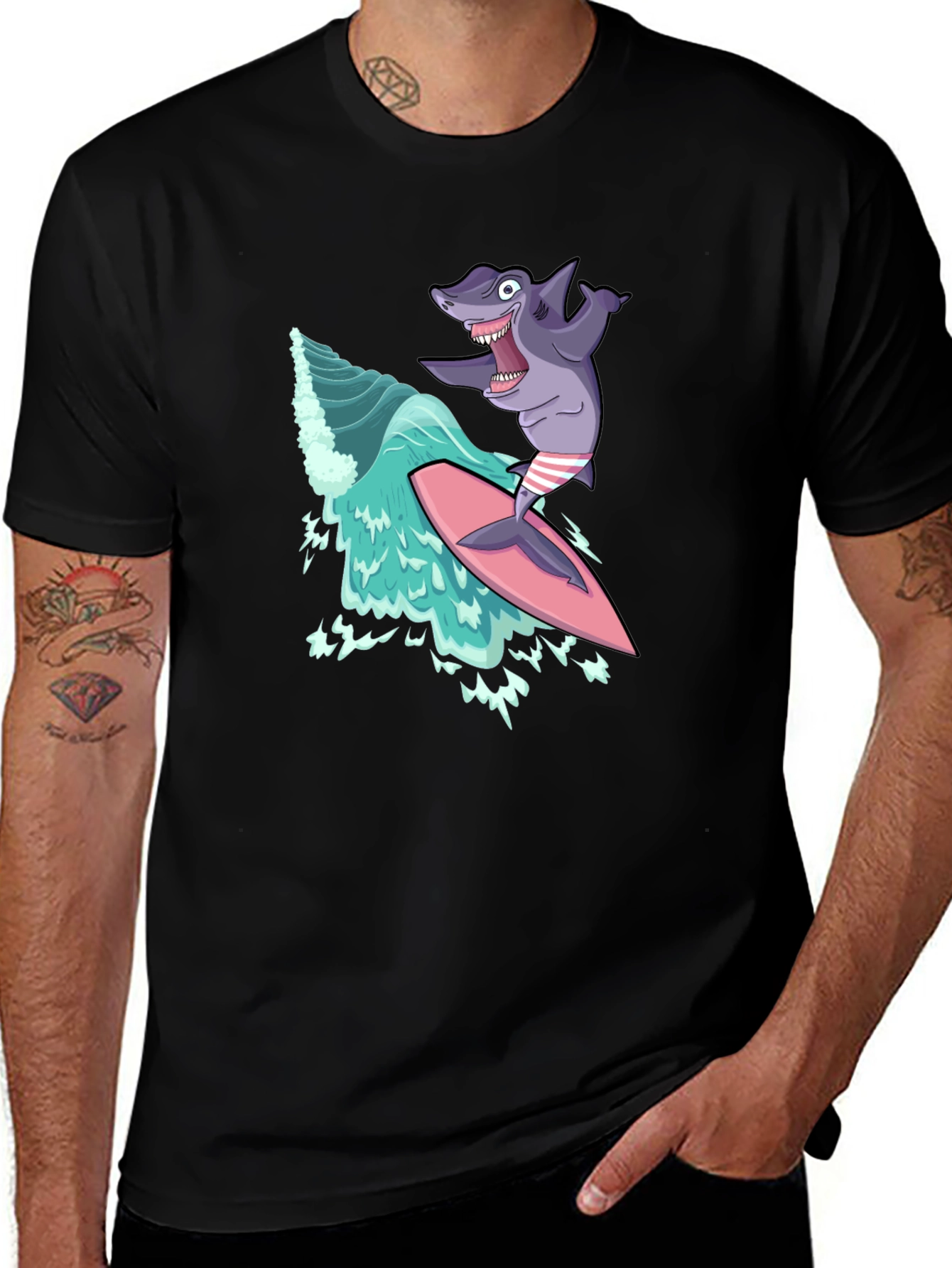 Surfing Shark Graphic Tee - Cool & Comfy