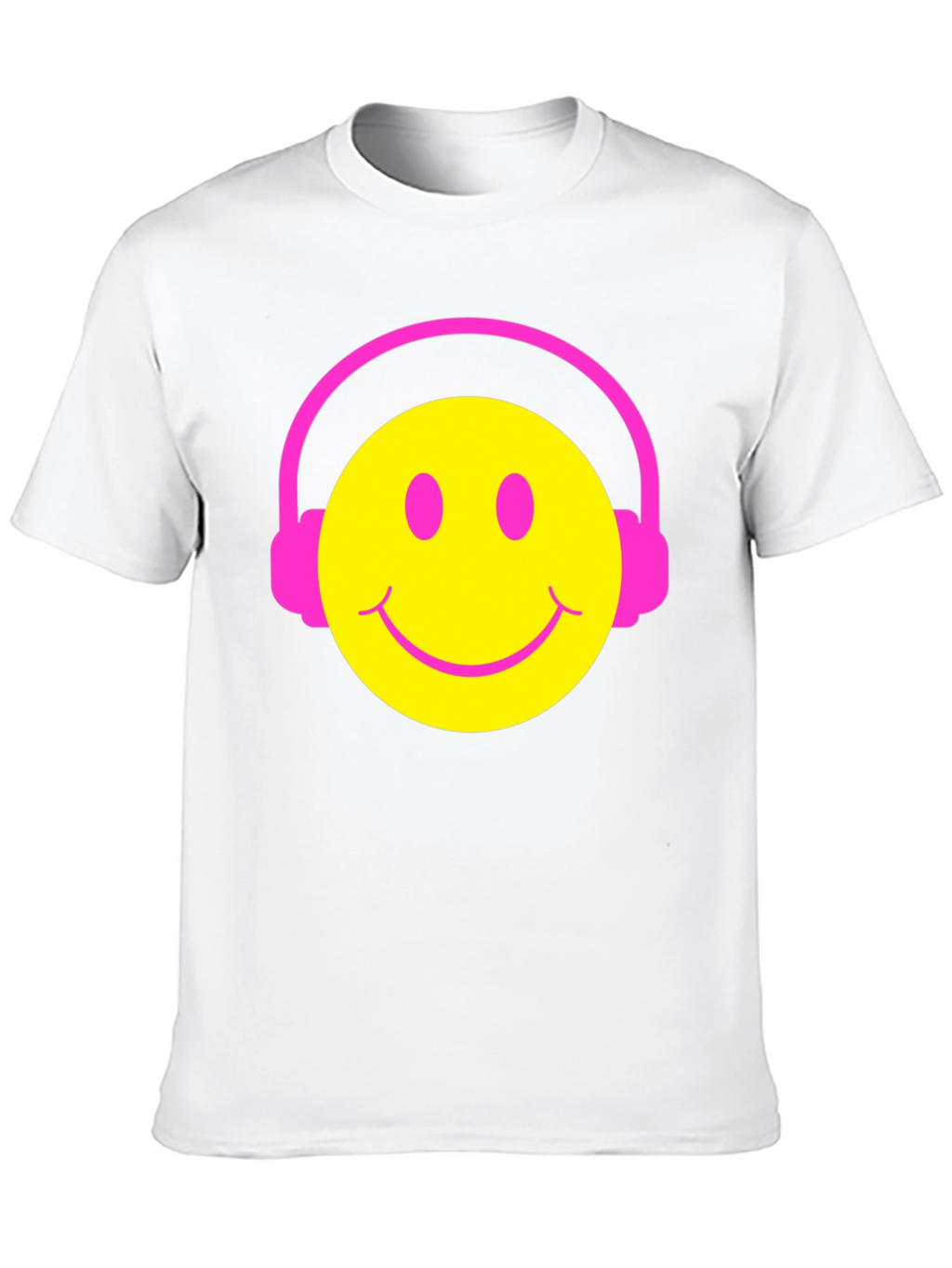 Smiley Face Headphones Graphic Tee - Black