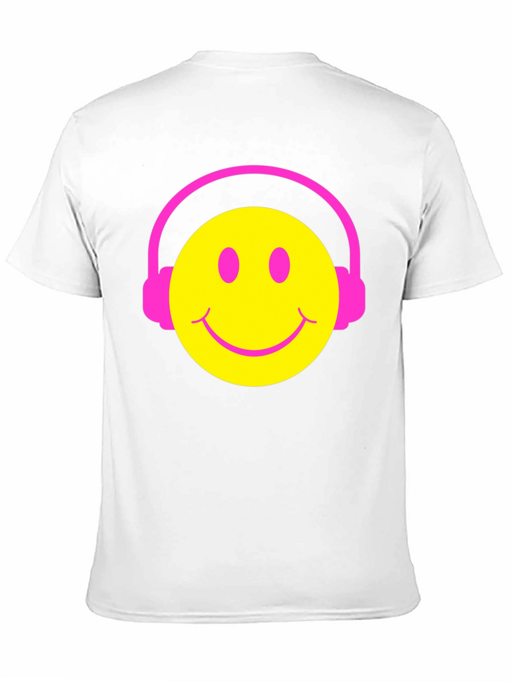 Smiley Face Headphones Graphic Tee - Black