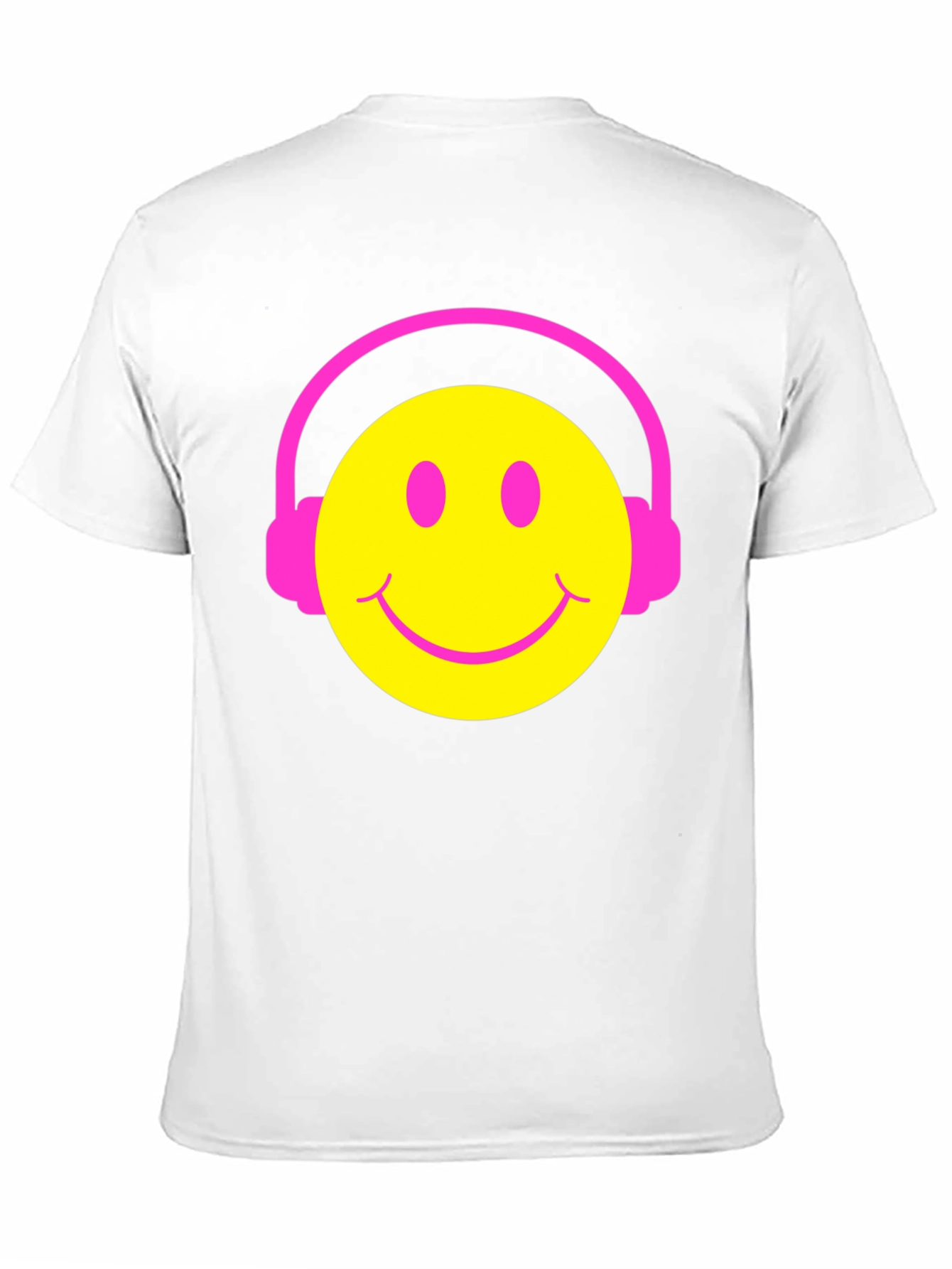 Smiley Face Headphones Graphic Tee - Black