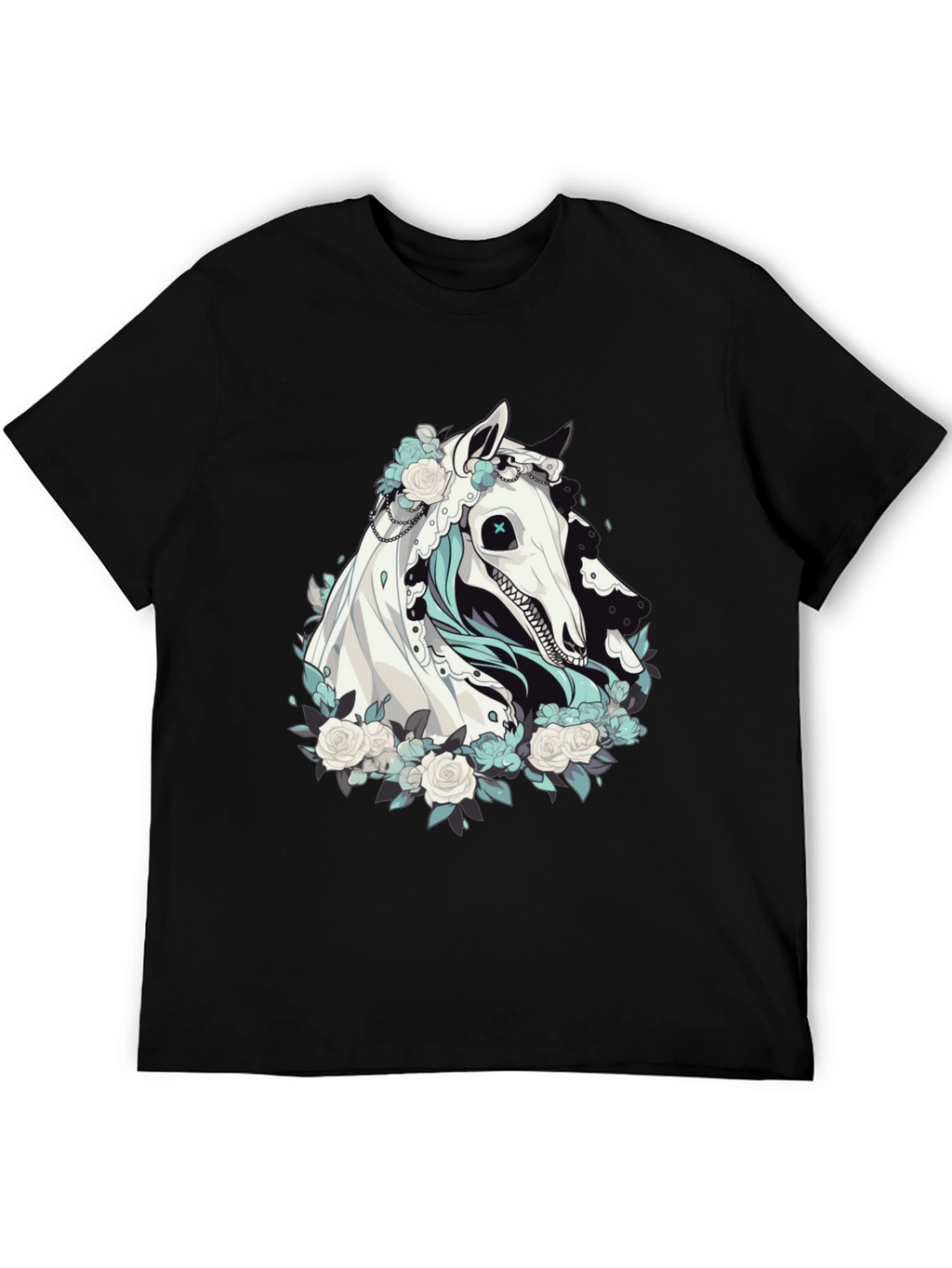 Floral Horse Graphic Tee - Black