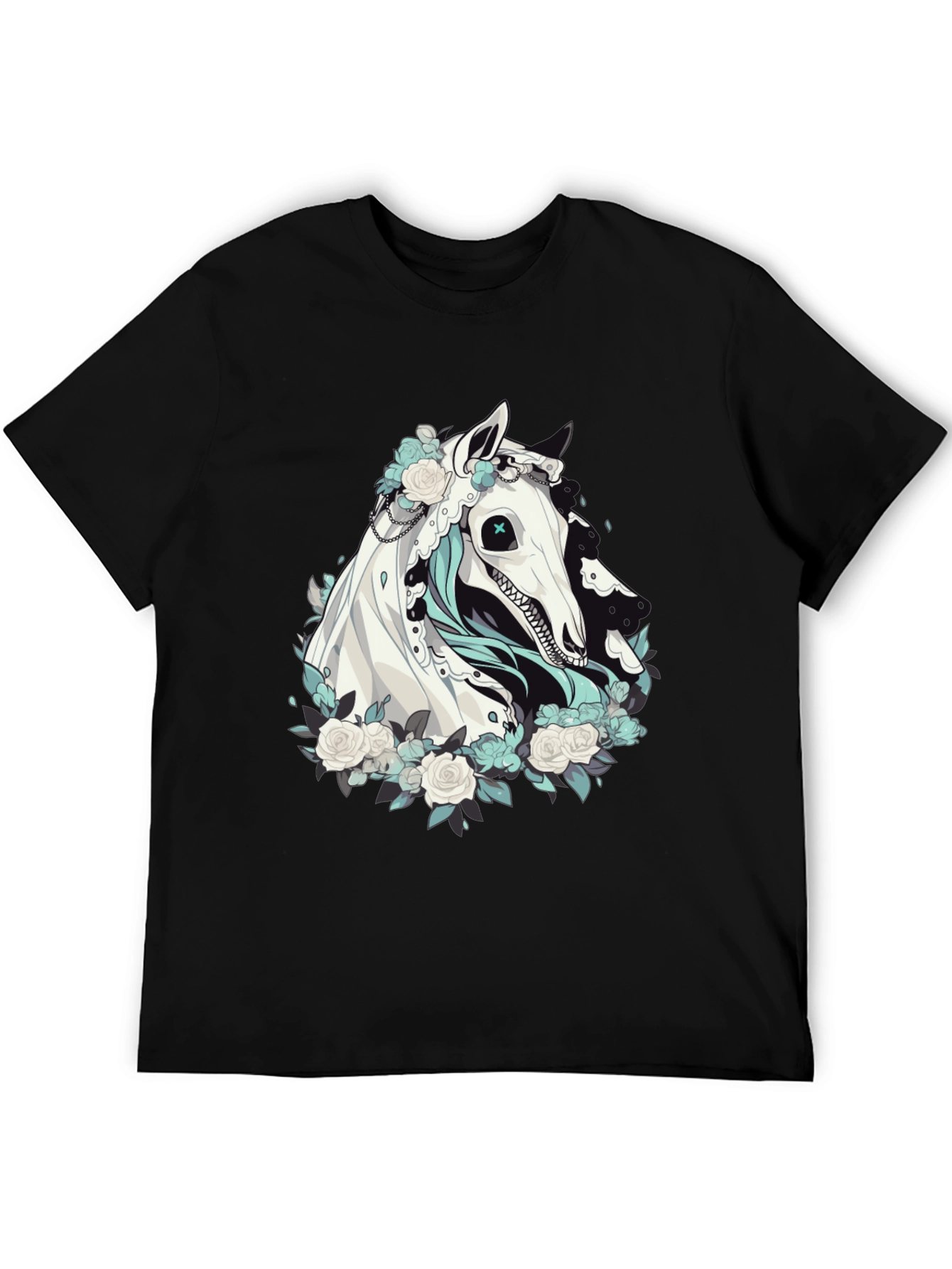 Floral Horse Graphic Tee - Black