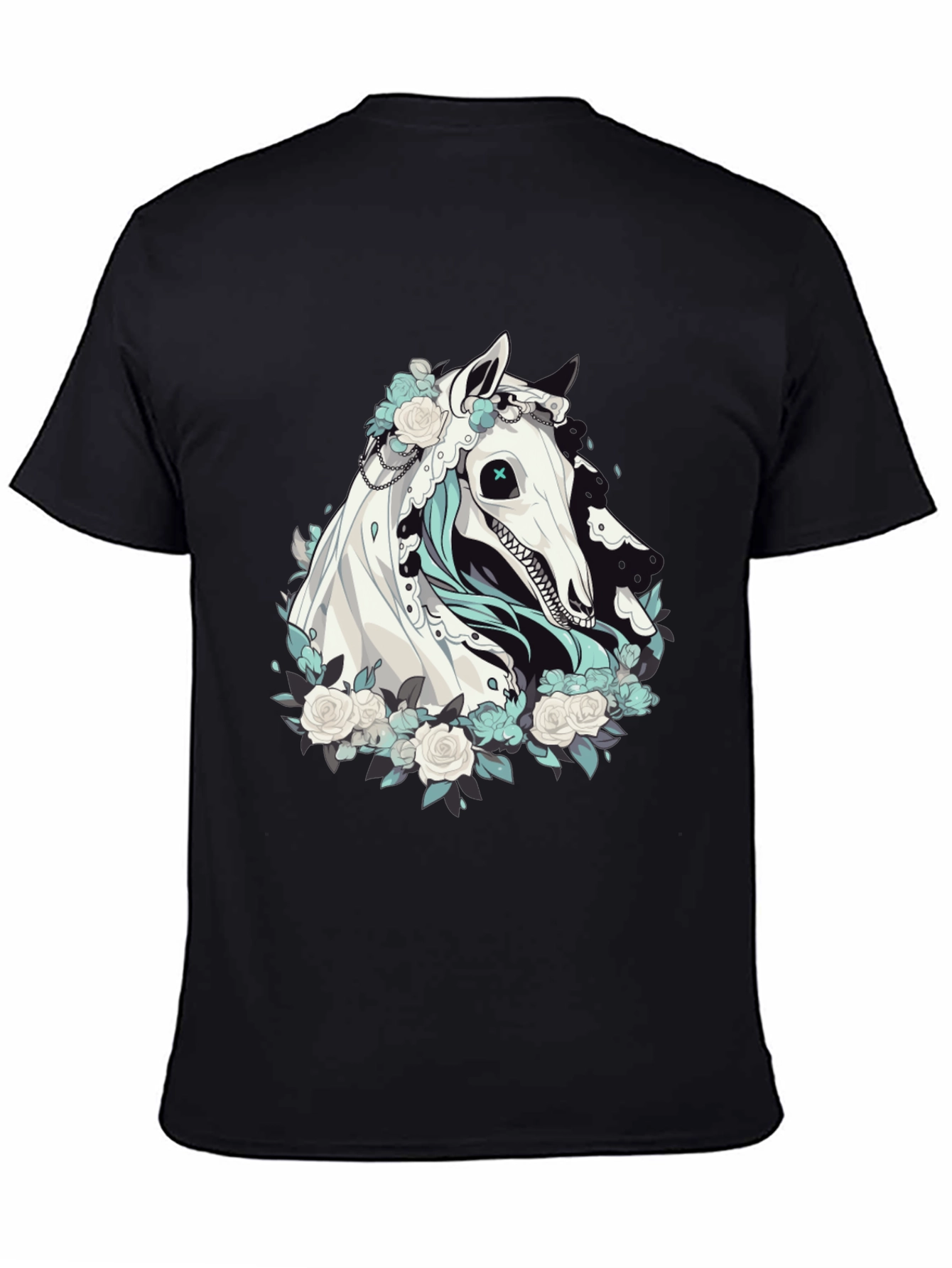 Floral Horse Graphic Tee - Black