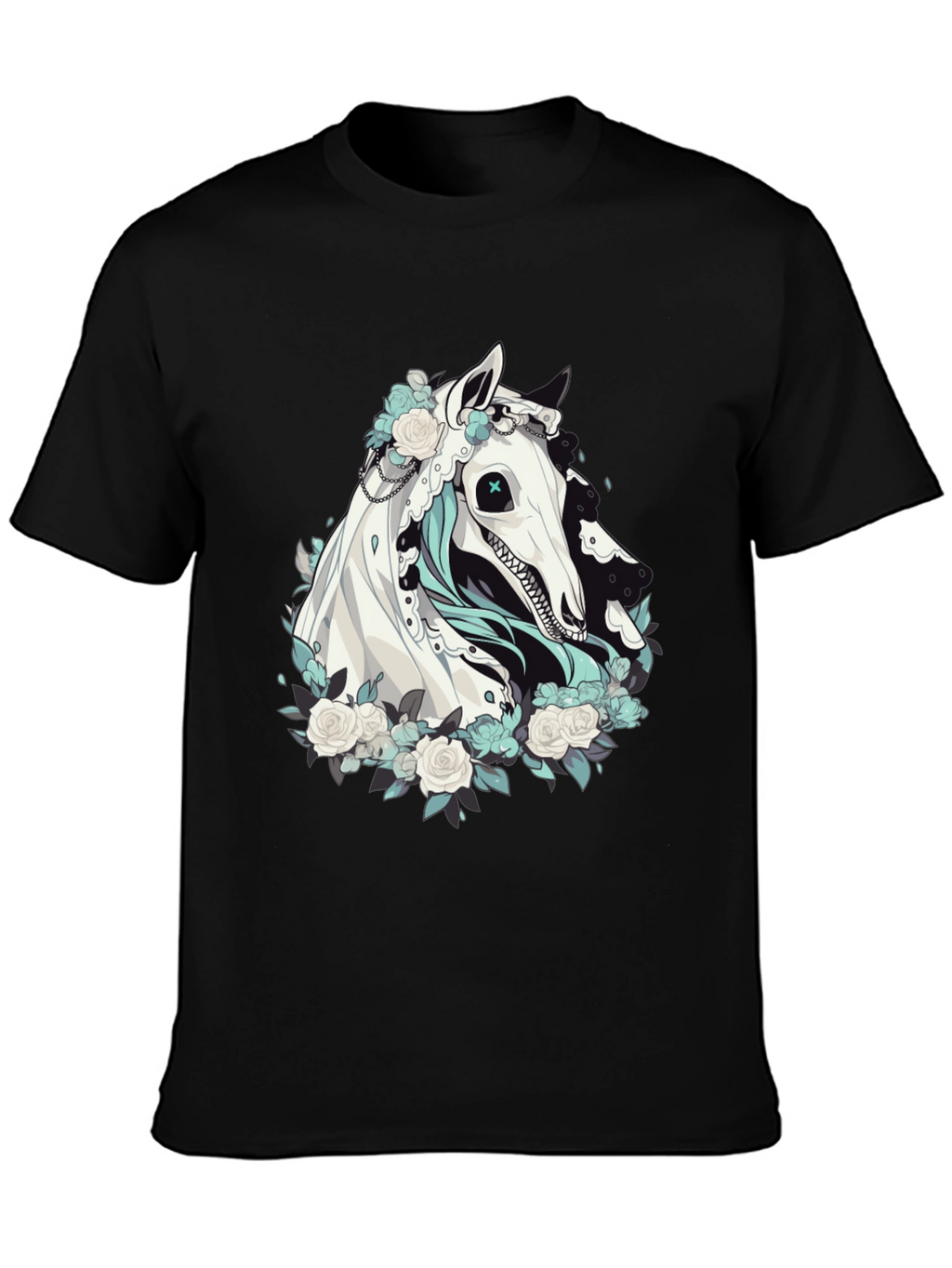 Floral Horse Graphic Tee - Black