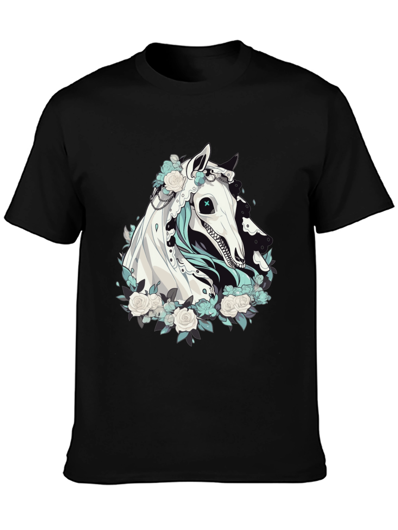 Floral Horse Graphic Tee - Black