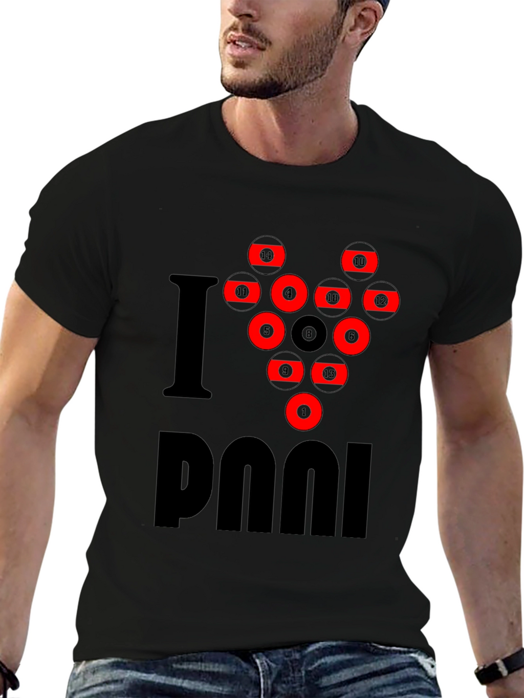 I Love Pool T-Shirt - Billiards Rack Graphic Tee