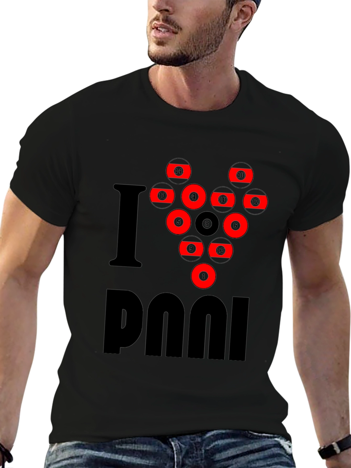I Love Pool T-Shirt - Billiards Rack Graphic Tee
