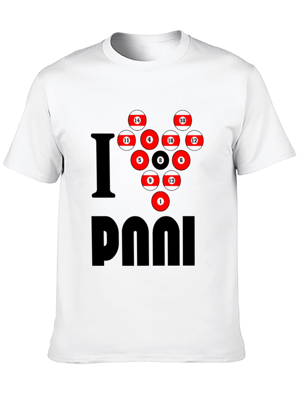 I Love Pool T-Shirt - Billiards Rack Graphic Tee